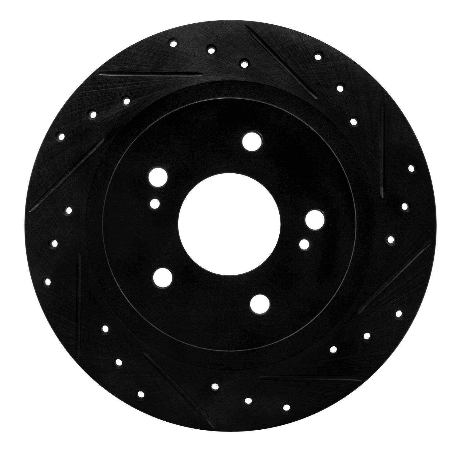 R1 Concepts 1984-1988 Nissan 200SX Rear Right Drilled & Slotted Black Brake Rotor