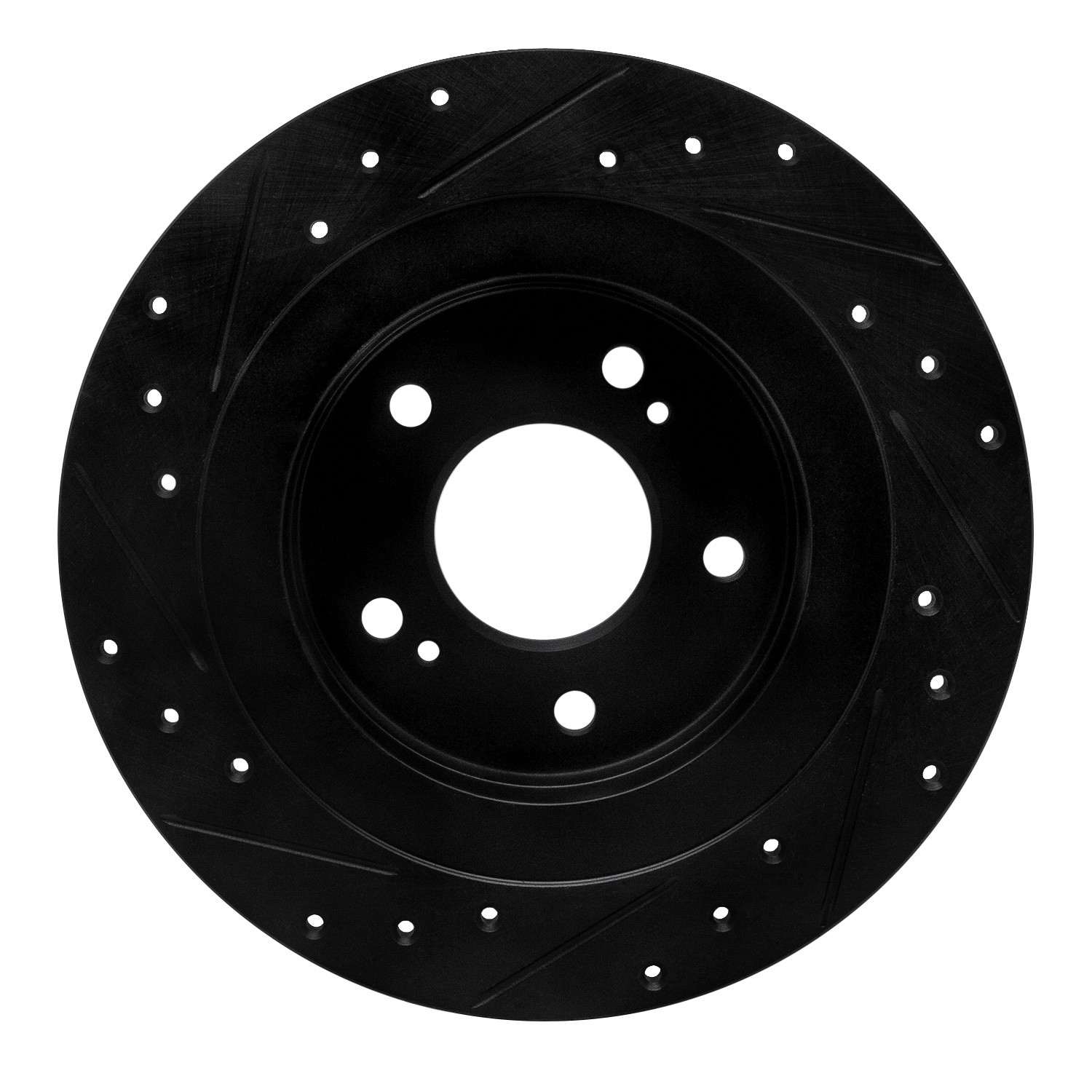 R1 Concepts 1984-1988 Nissan 200SX Rear Right Drilled & Slotted Black Brake Rotor - Image 2