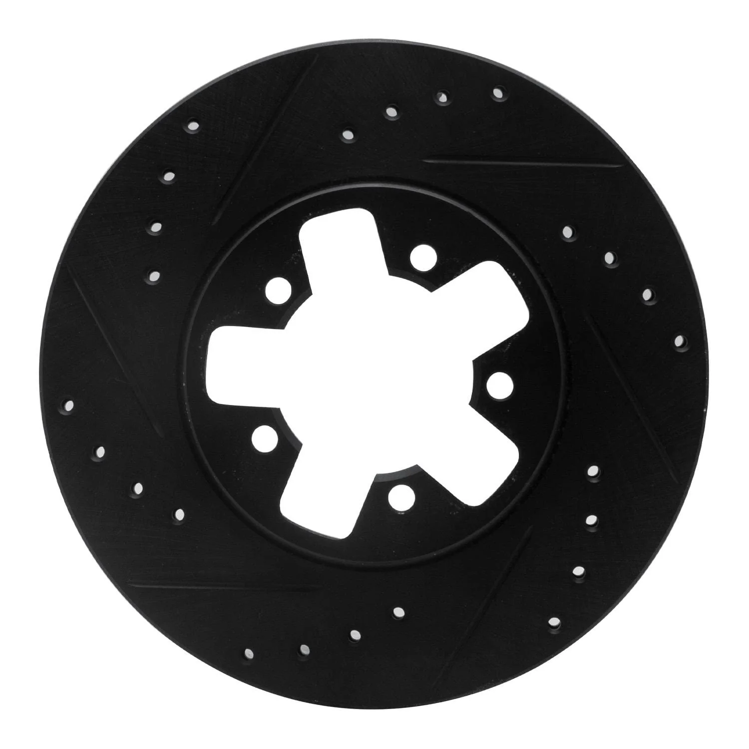 R1 Concepts 1984-1989 Nissan 200SX Front Left Drilled & Slotted Black Brake Rotor