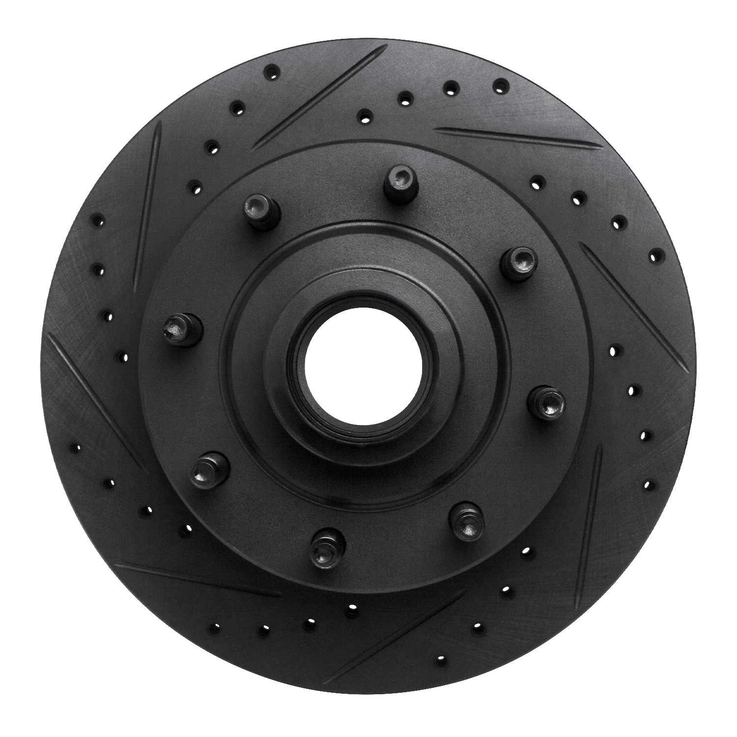 R1 Concepts 1986-1994 Ford F-250 2WD (Excl Super Duty) Front Left Drilled & Slotted Black Brake Rotor