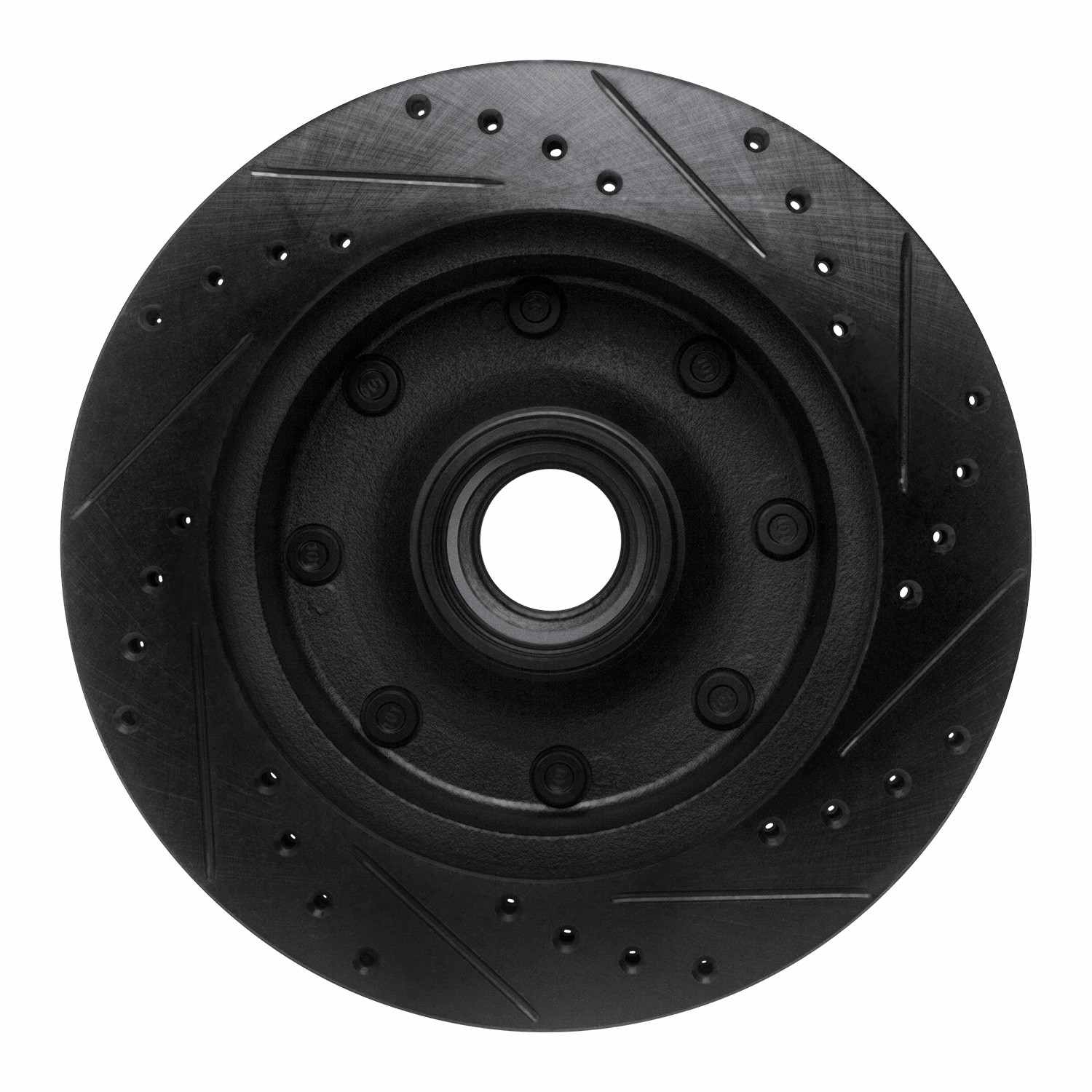 R1 Concepts 1986-1994 Ford F-250 2WD (Excl Super Duty) Front Left Drilled & Slotted Black Brake Rotor - Image 2