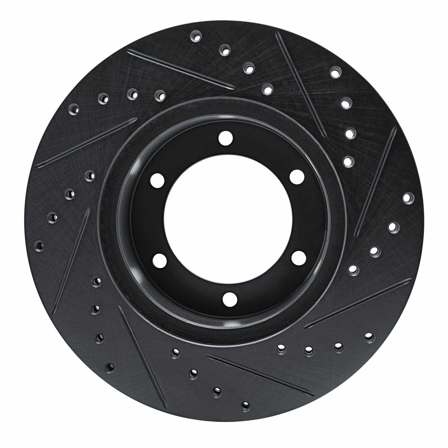 R1 Concepts 1986-1995 Toyota 4Runner Front Left Drilled & Slotted Black Brake Rotor - Image 2
