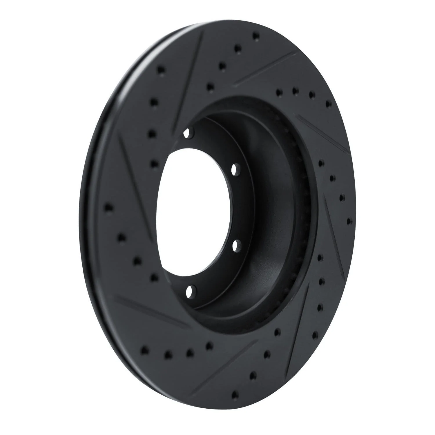 R1 Concepts 1986-1995 Toyota 4Runner Front Right Drilled & Slotted Black Brake Rotor - Image 2