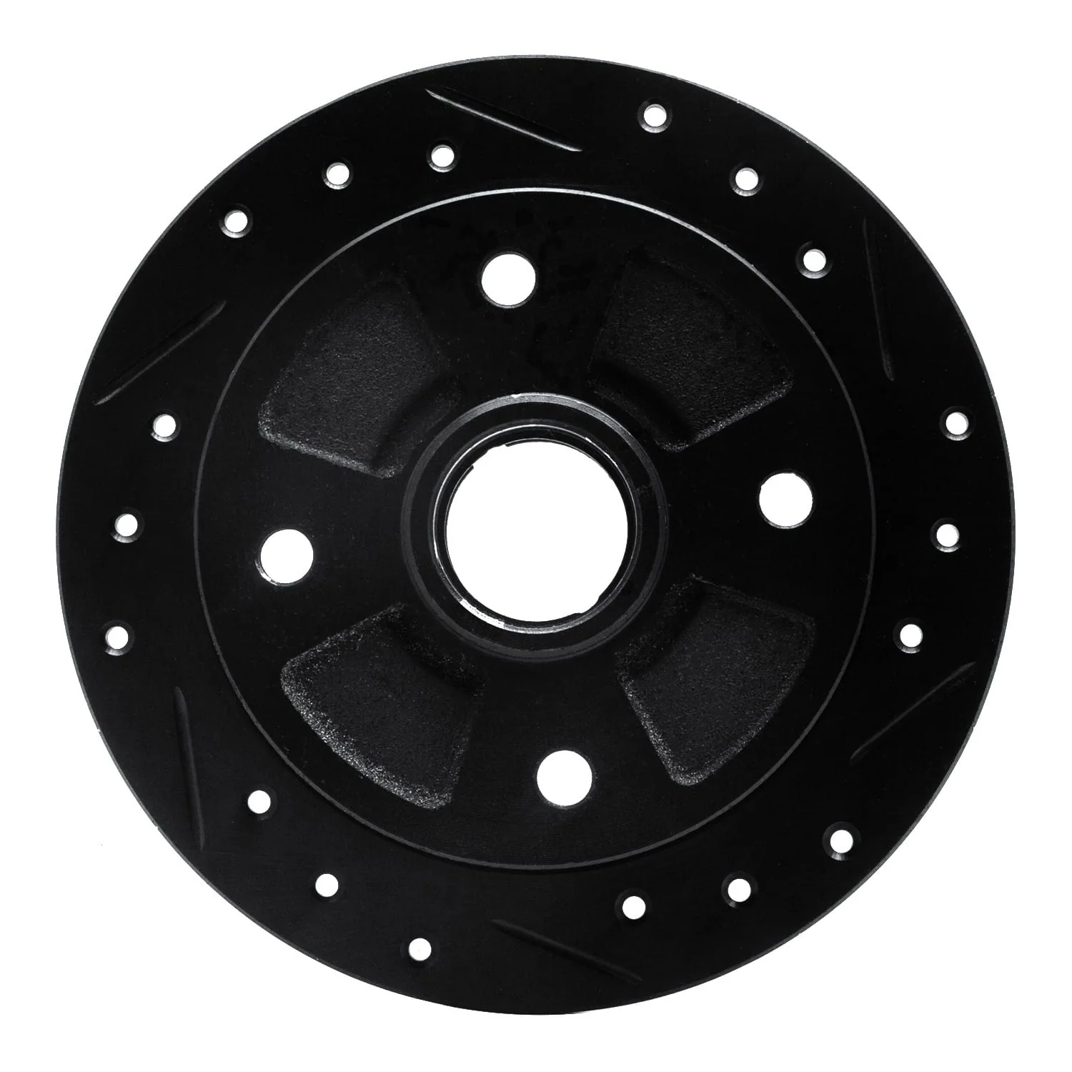 R1 Concepts 1987-1994 Mazda 323 Rear Right Drilled & Slotted Black Brake Rotor