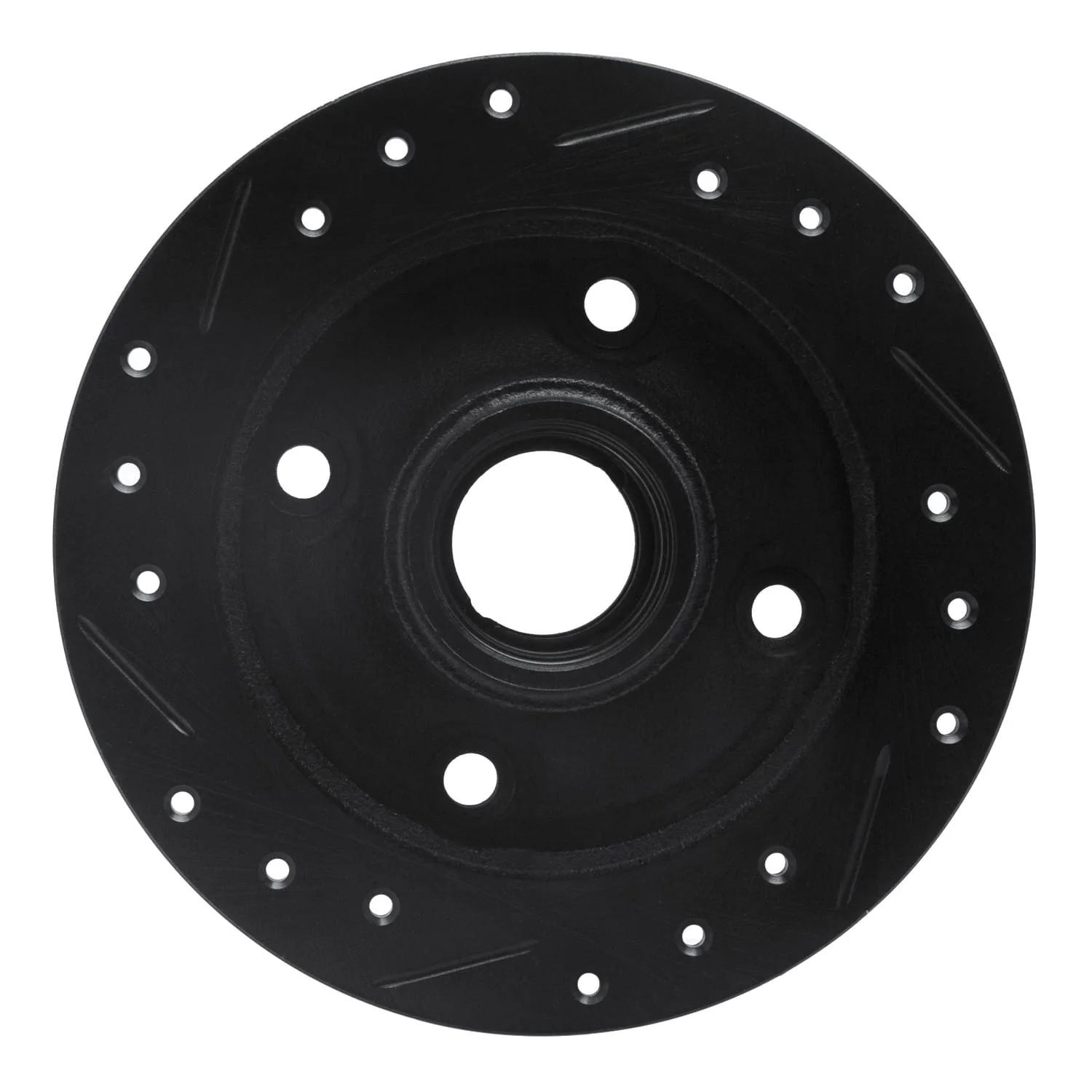R1 Concepts 1987-1994 Mazda 323 Rear Right Drilled & Slotted Black Brake Rotor - Image 2