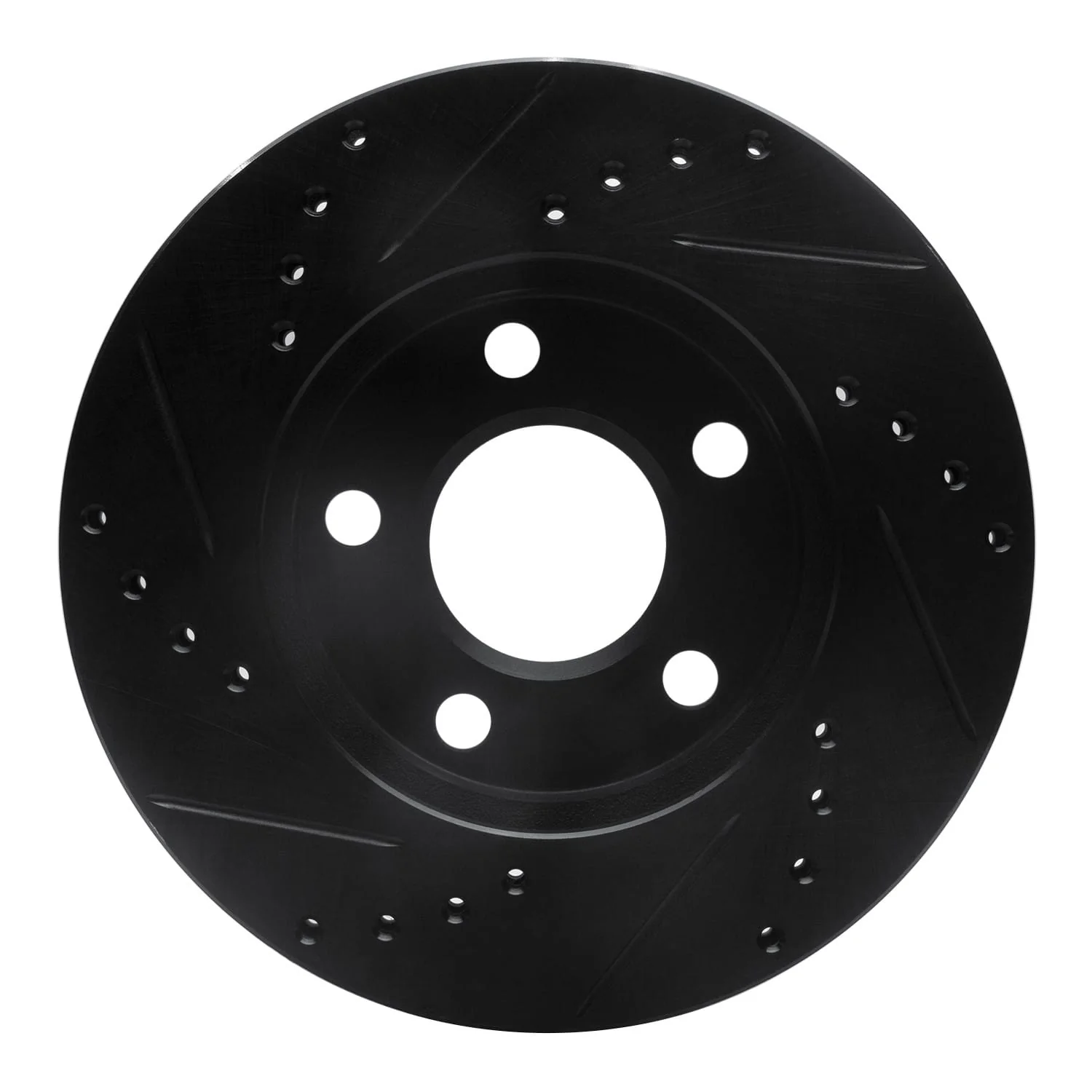 R1 Concepts 1990-1997 Buick LeSabre Front Right Drilled & Slotted Black Brake Rotor - Image 2