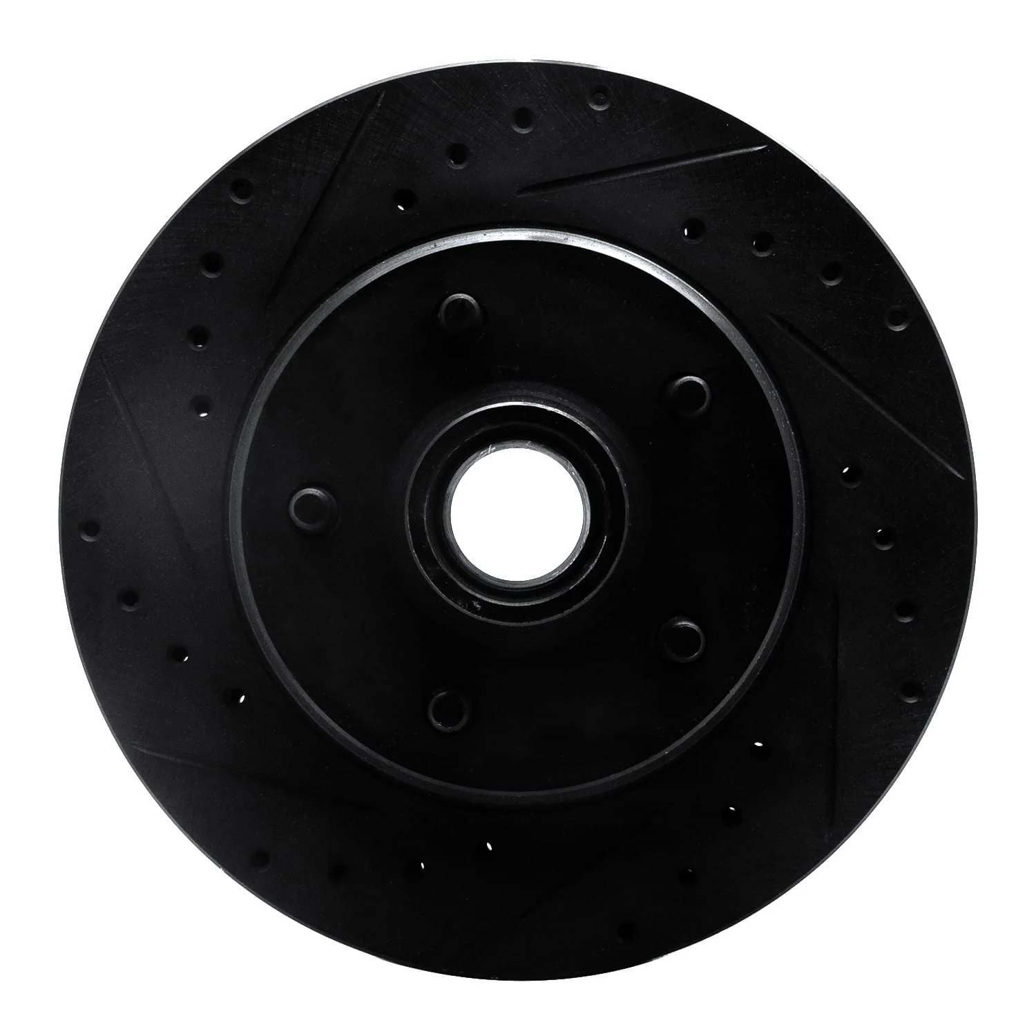 R1 Concepts 1990-2002 Chevrolet Astro Front Left Drilled & Slotted Black Brake Rotor