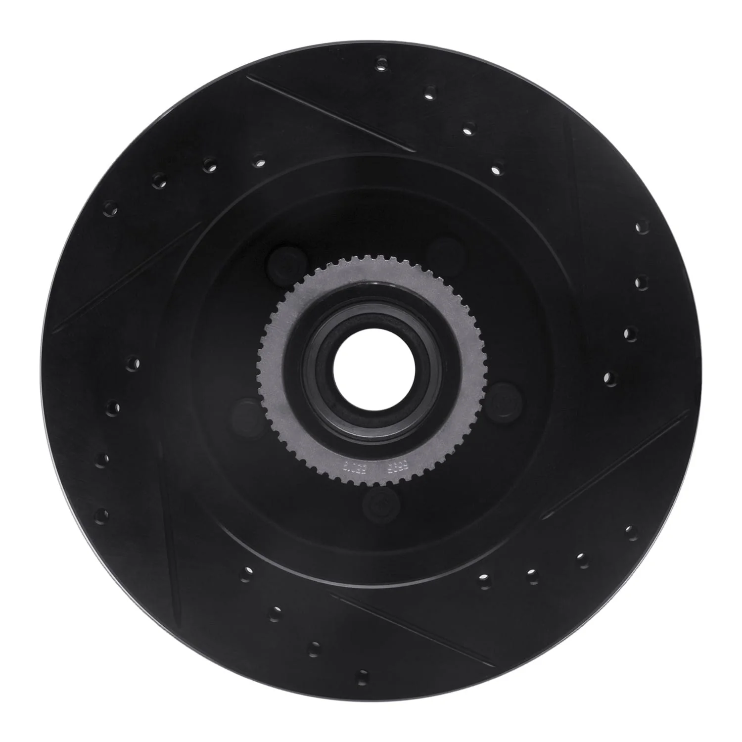 R1 Concepts 1992-2002 Chevrolet C1500 Suburban Front Left Drilled & Slotted Black Brake Rotor - Image 2