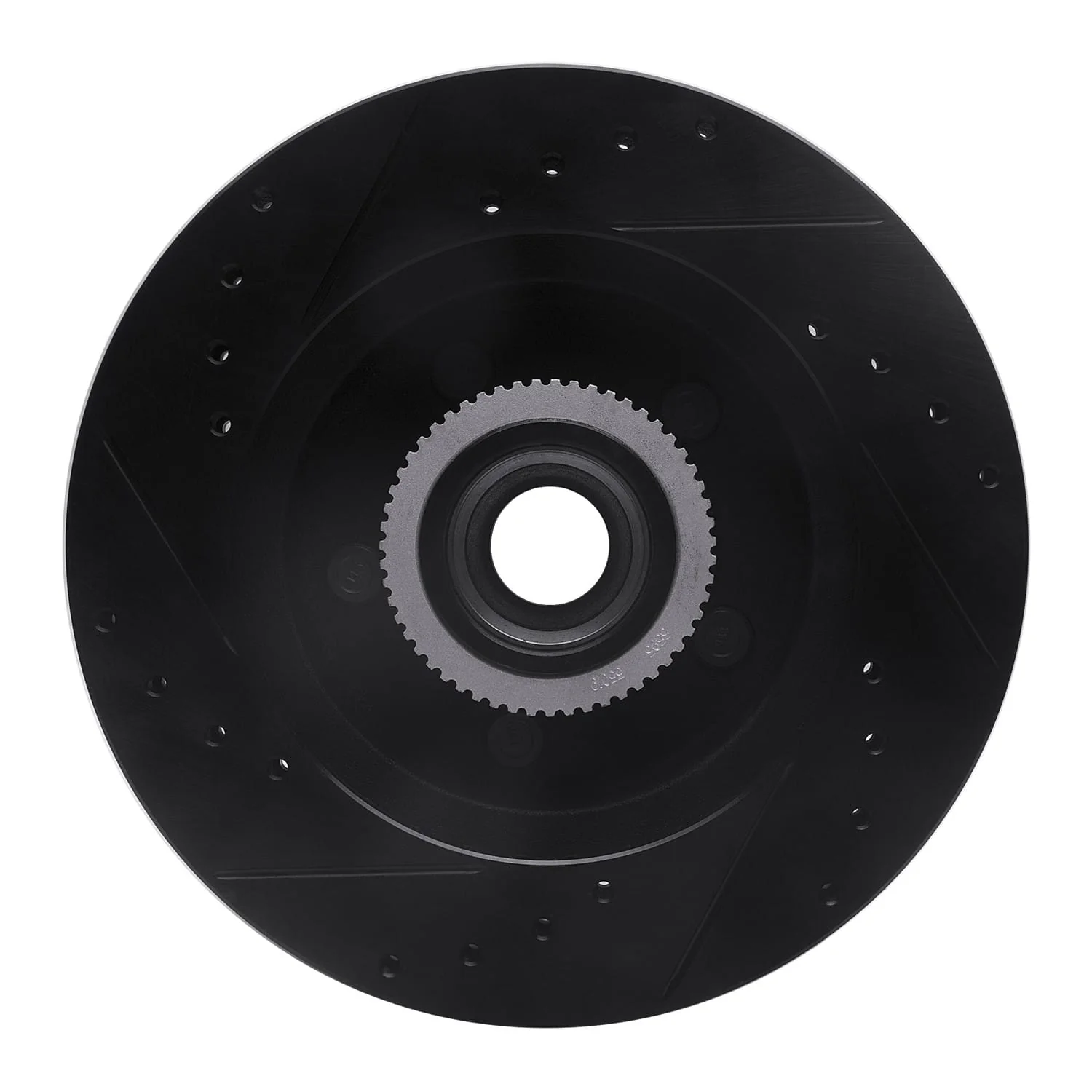 R1 Concepts 1992-2002 Chevrolet Tahoe Front Right Drilled & Slotted Black Brake Rotor - Image 2