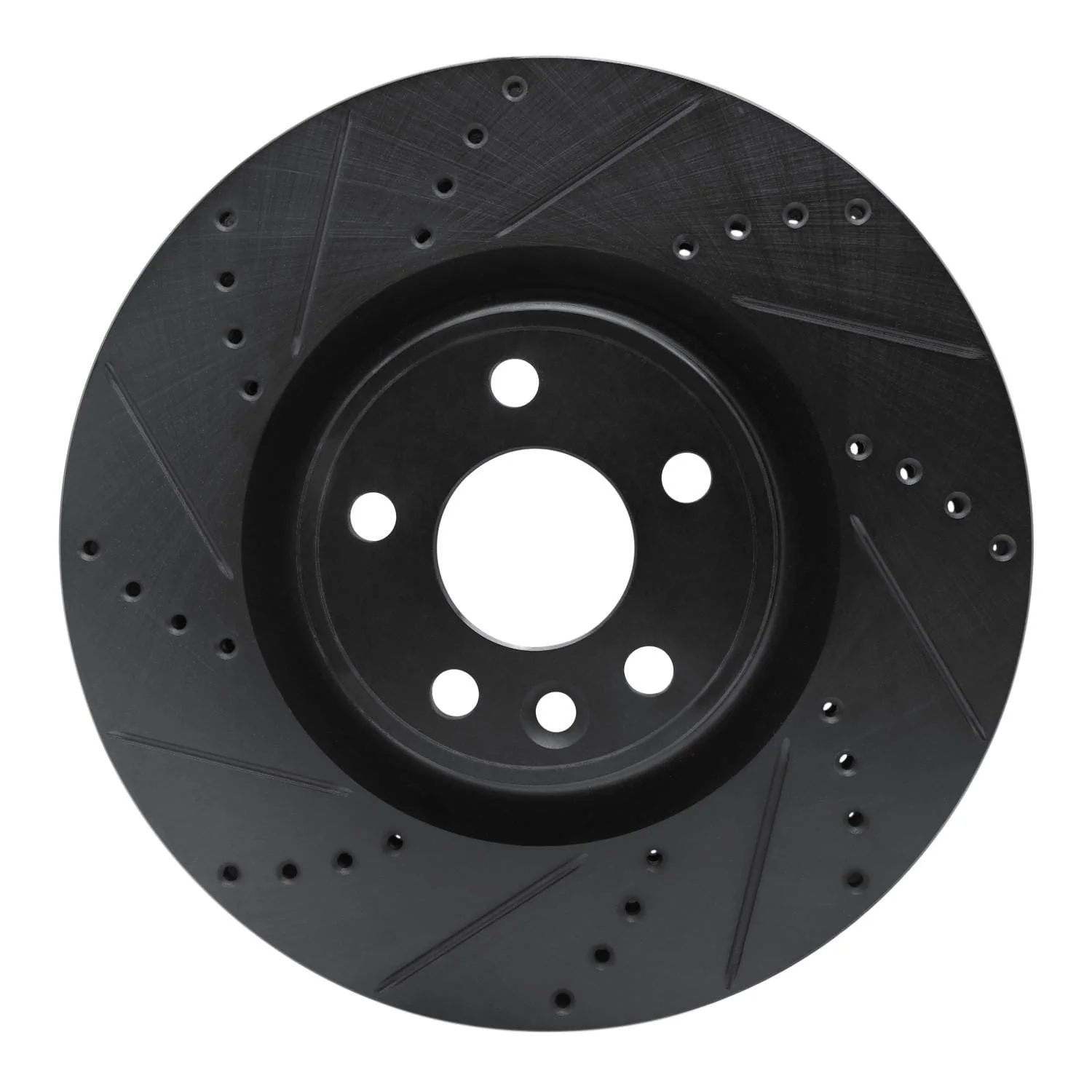 R1 Concepts 20-20 Jaguar F-Pace Front Left Drilled & Slotted Black Brake Rotor