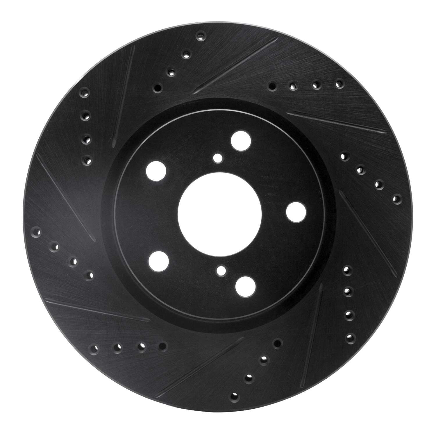 R1 Concepts 20-22 Ford Mustang Right Front Drilled & Slotted Black Brake Rotor