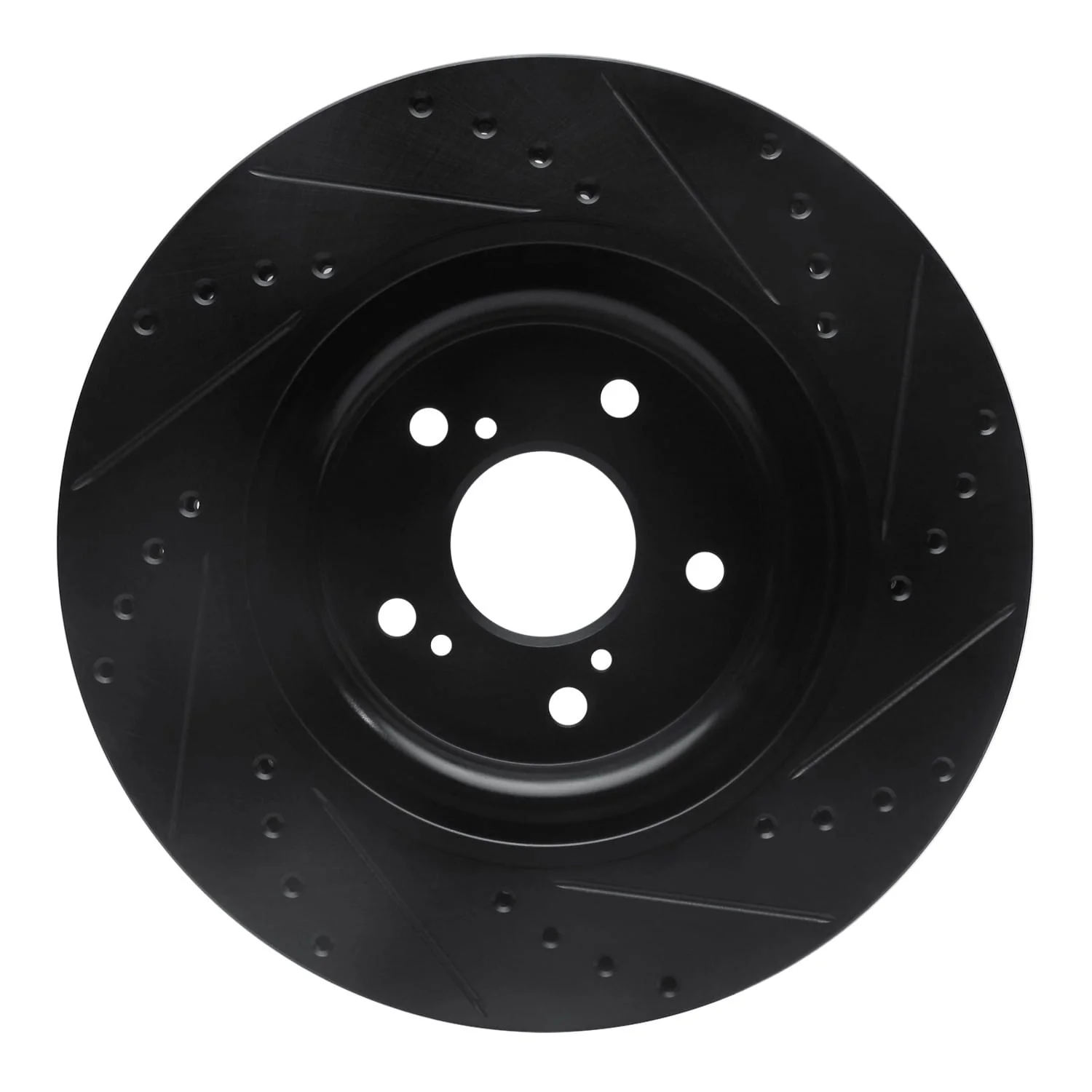R1 Concepts 20-22 Honda CR-V Front Left Drilled & Slotted Black Brake Rotor - Image 2