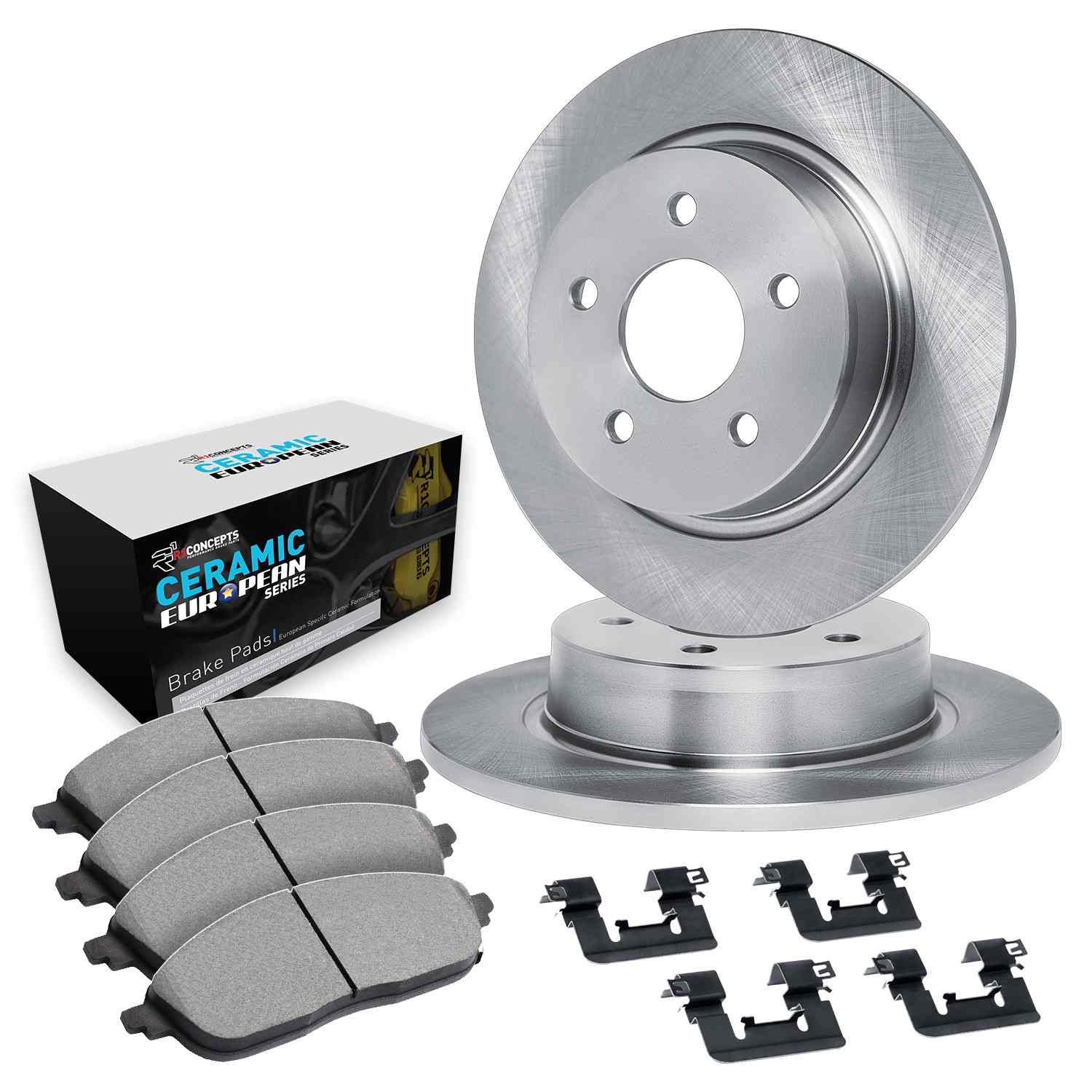 R1 Concepts 20-22 Jaguar E-Pace Rear Brake Rotor Set w/Euro Ceramic Pads and Hardware