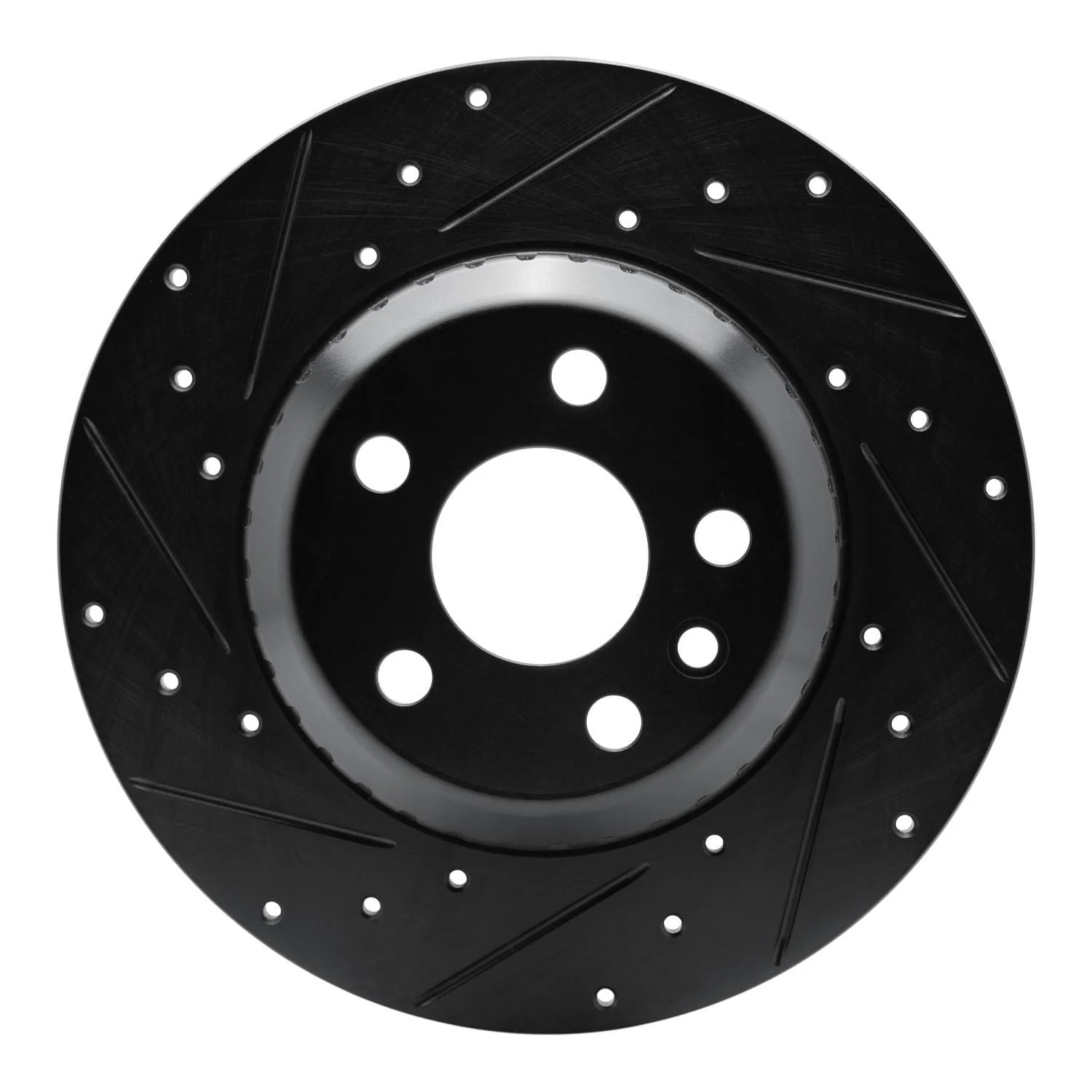 R1 Concepts 20-22 Jaguar E-Pace Rear Left Drilled & Slotted Black Brake Rotor