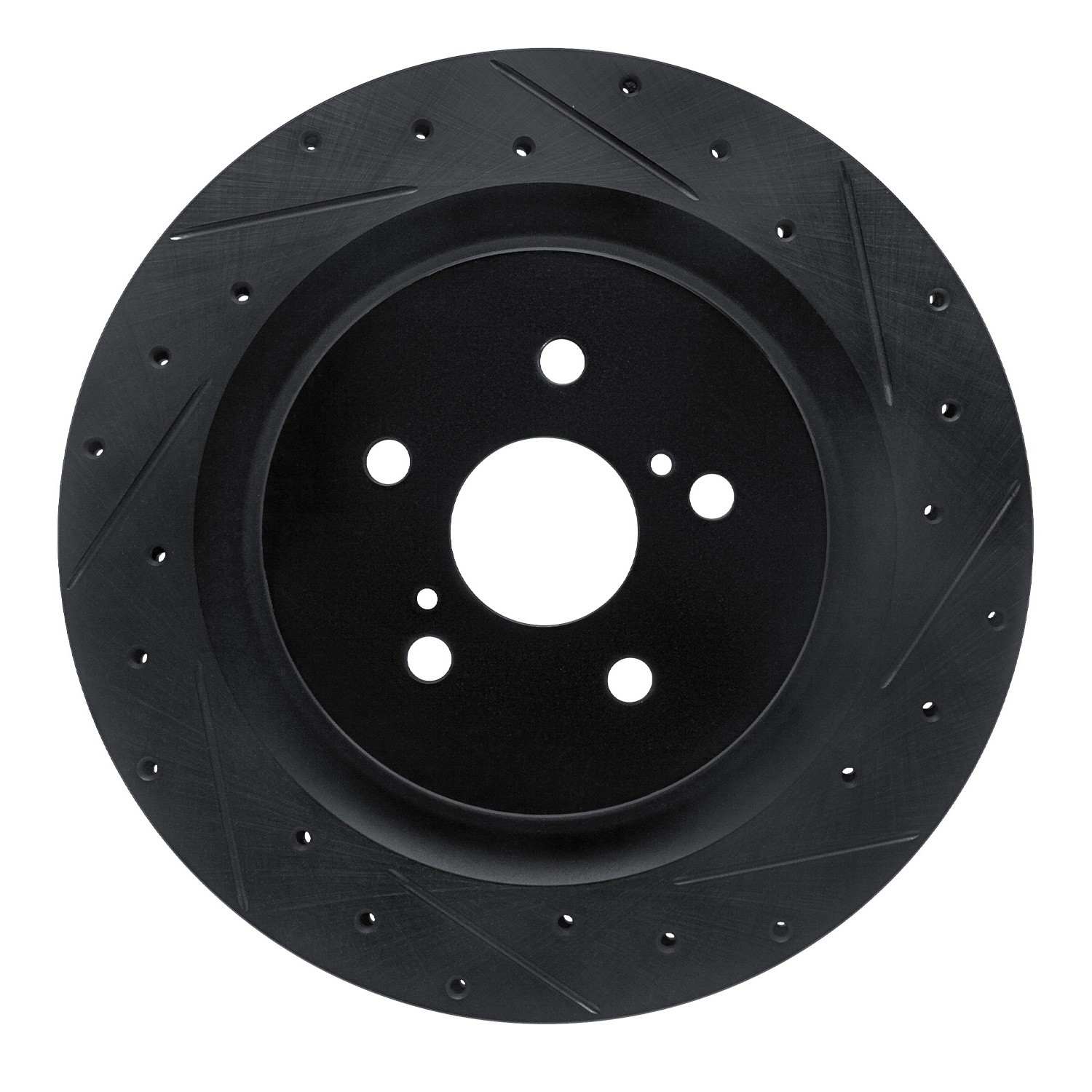 R1 Concepts 20-23 Toyota Highlander Hybrid Rear Right Drilled & Slotted Black Brake Rotor