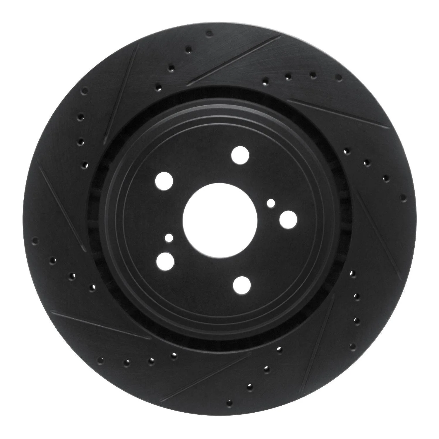 R1 Concepts 20-24 Toyota Highlander Hybrid Front Left Drilled & Slotted Black Brake Rotor