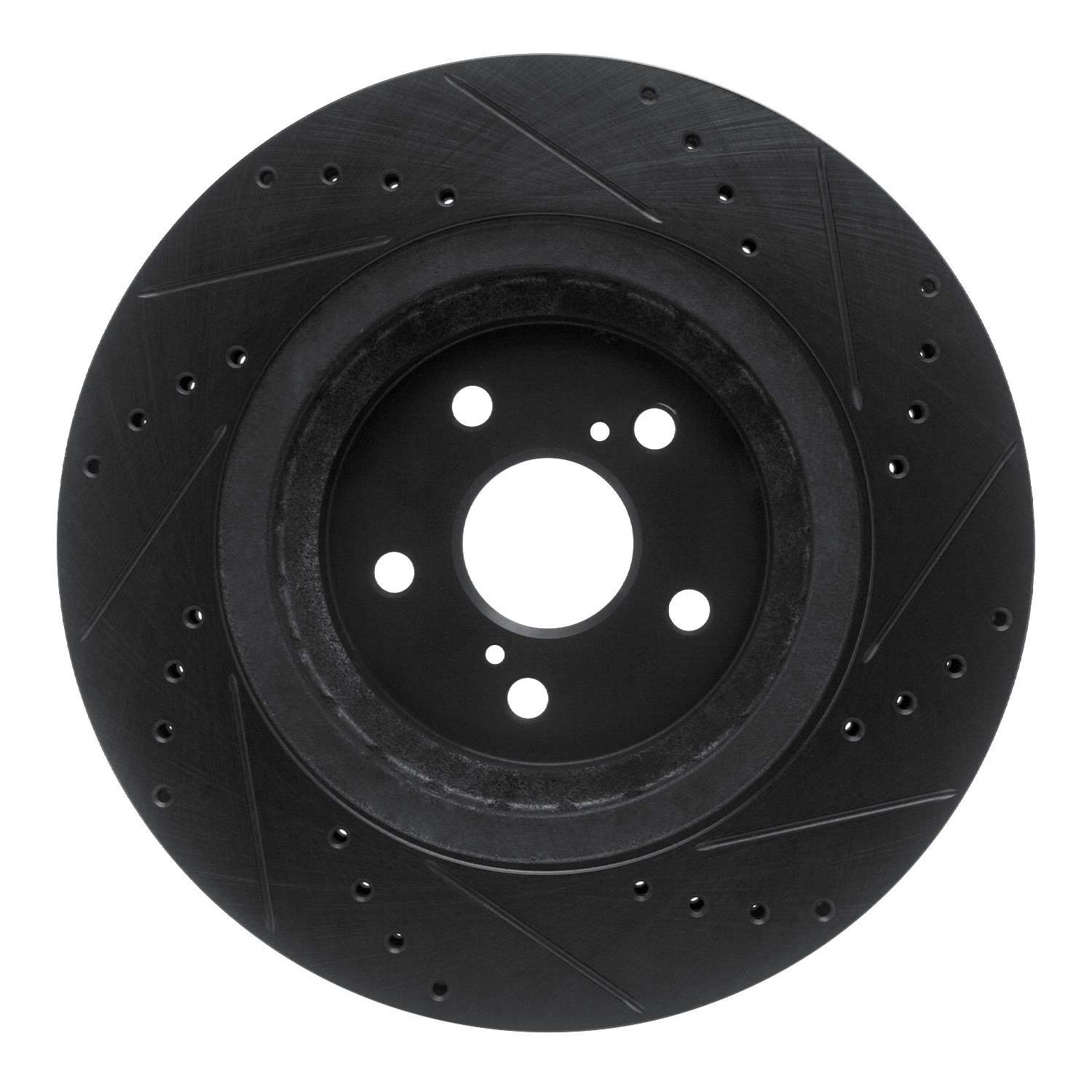 R1 Concepts 20-24 Toyota Highlander Hybrid Front Left Drilled & Slotted Black Brake Rotor - Image 2