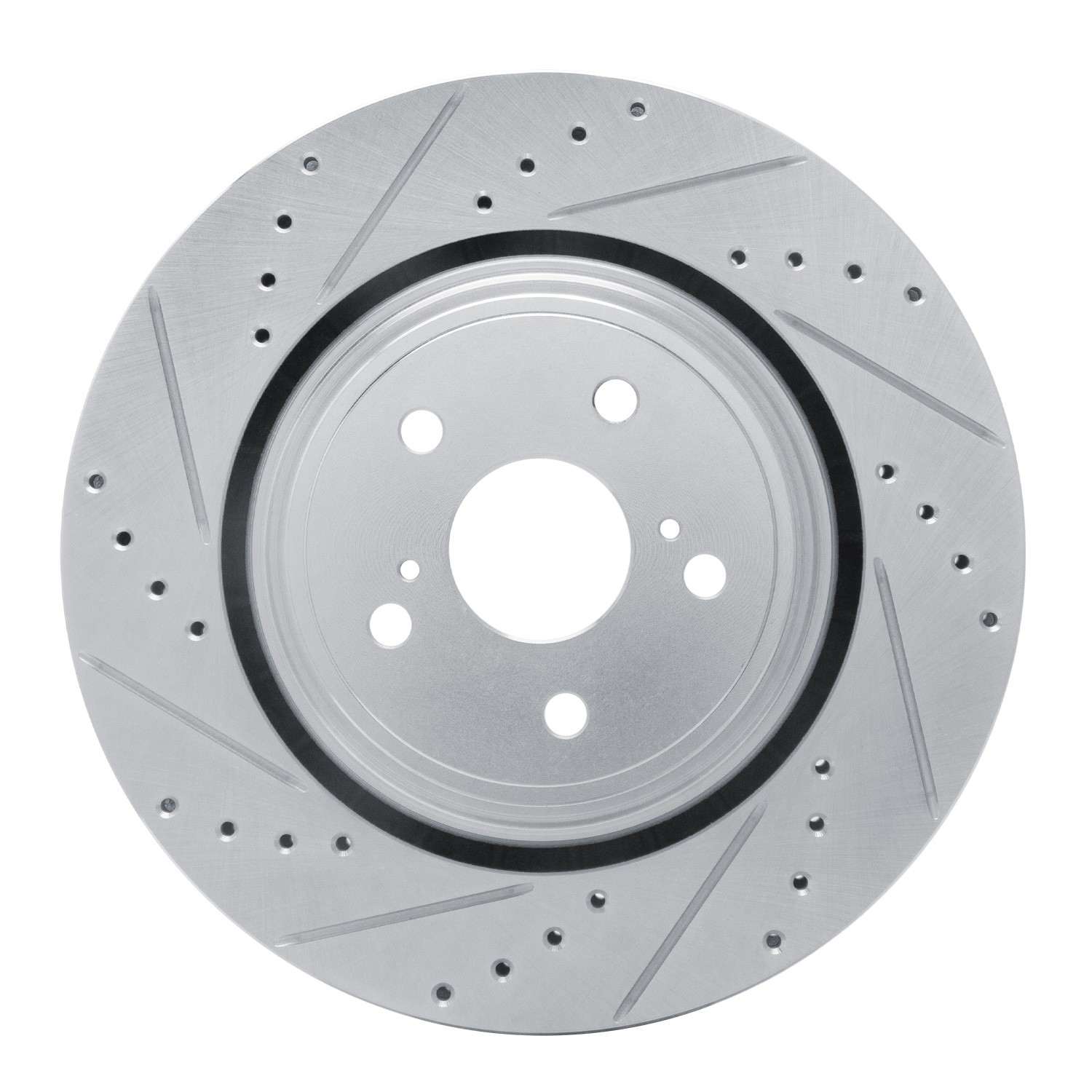 R1 Concepts 20-24 Toyota Highlander Hybrid Front Left Drilled & Slotted Silver Brake Rotor