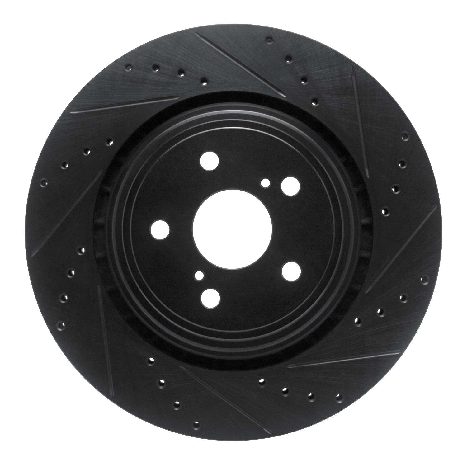 R1 Concepts 20-24 Toyota Highlander Hybrid Front Right Drilled & Slotted Black Brake Rotor