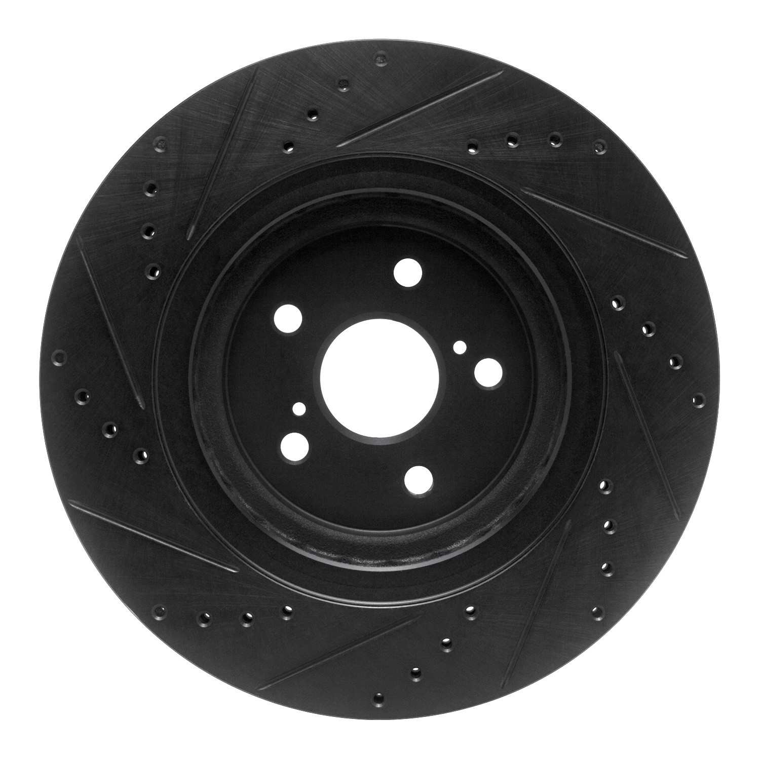 R1 Concepts 20-24 Toyota Highlander Hybrid Front Right Drilled & Slotted Black Brake Rotor - Image 2