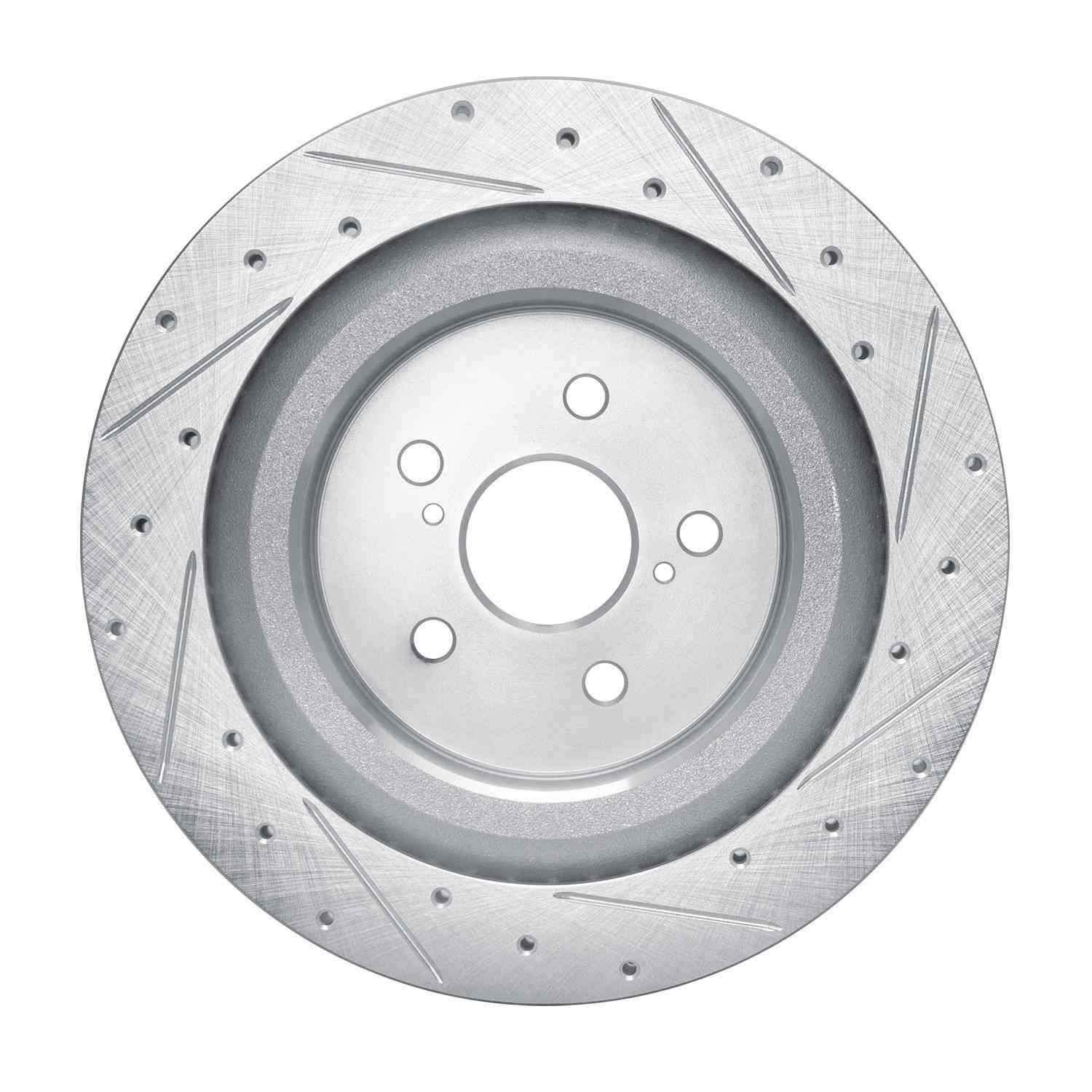 R1 Concepts 20-24 Toyota Highlander Hybrid Rear Left Drilled & Slotted Silver Brake Rotor - Image 2