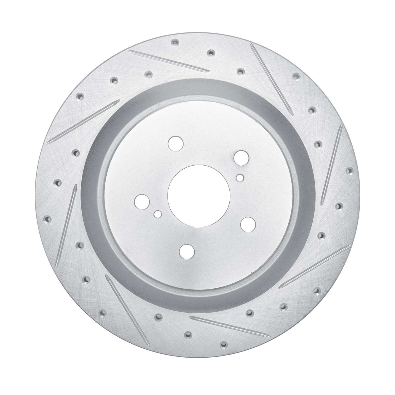 R1 Concepts 20-24 Toyota Highlander Hybrid Rear Right Drilled & Slotted Silver Brake Rotor