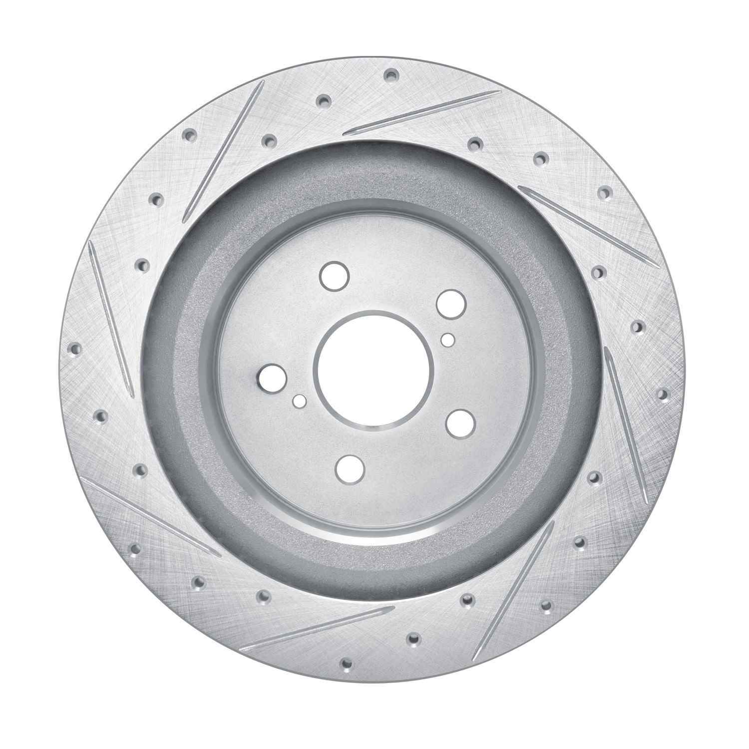 R1 Concepts 20-24 Toyota Highlander Hybrid Rear Right Drilled & Slotted Silver Brake Rotor - Image 2