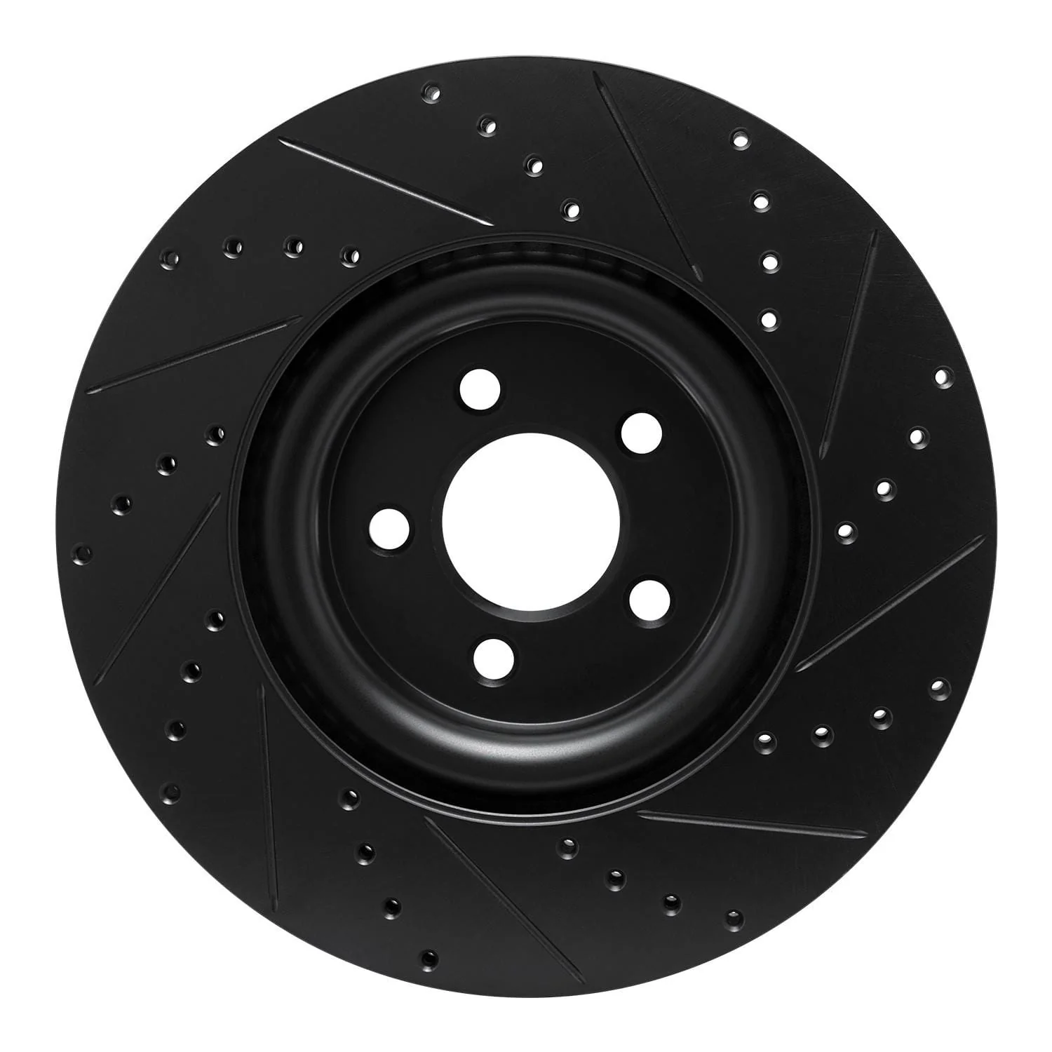 R1 Concepts 20-25 Ford Police Interceptor Utility Front Left Drilled & Slotted Black Brake Rotor - Image 2