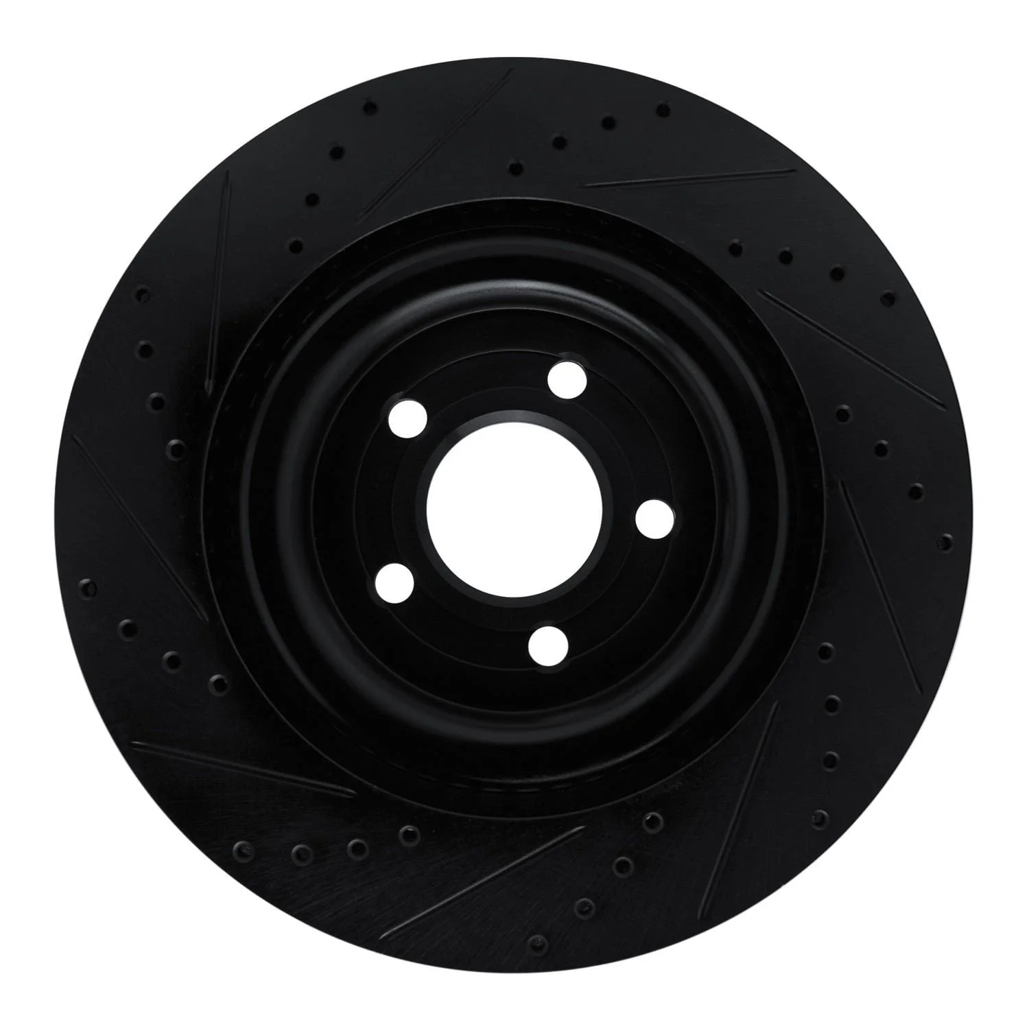 R1 Concepts 20-25 Ford Police Interceptor Utility Rear Right Drilled & Slotted Black Brake Rotor - Image 2