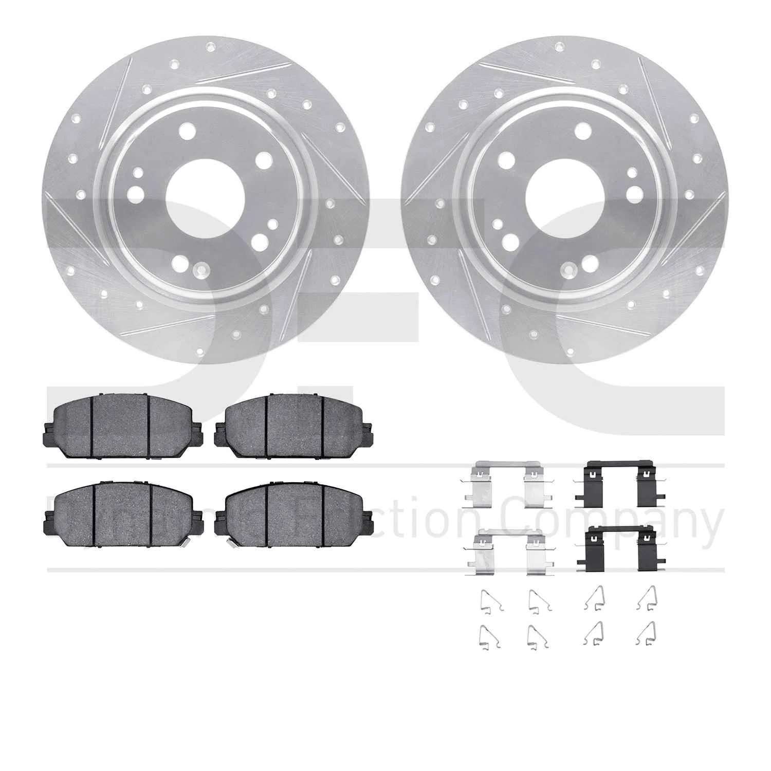 R1 Concepts 20-25 Honda CR-V Front Drilled & Slotted Silver Brake Rotor Set w/Optimum OE Pads and Hardware