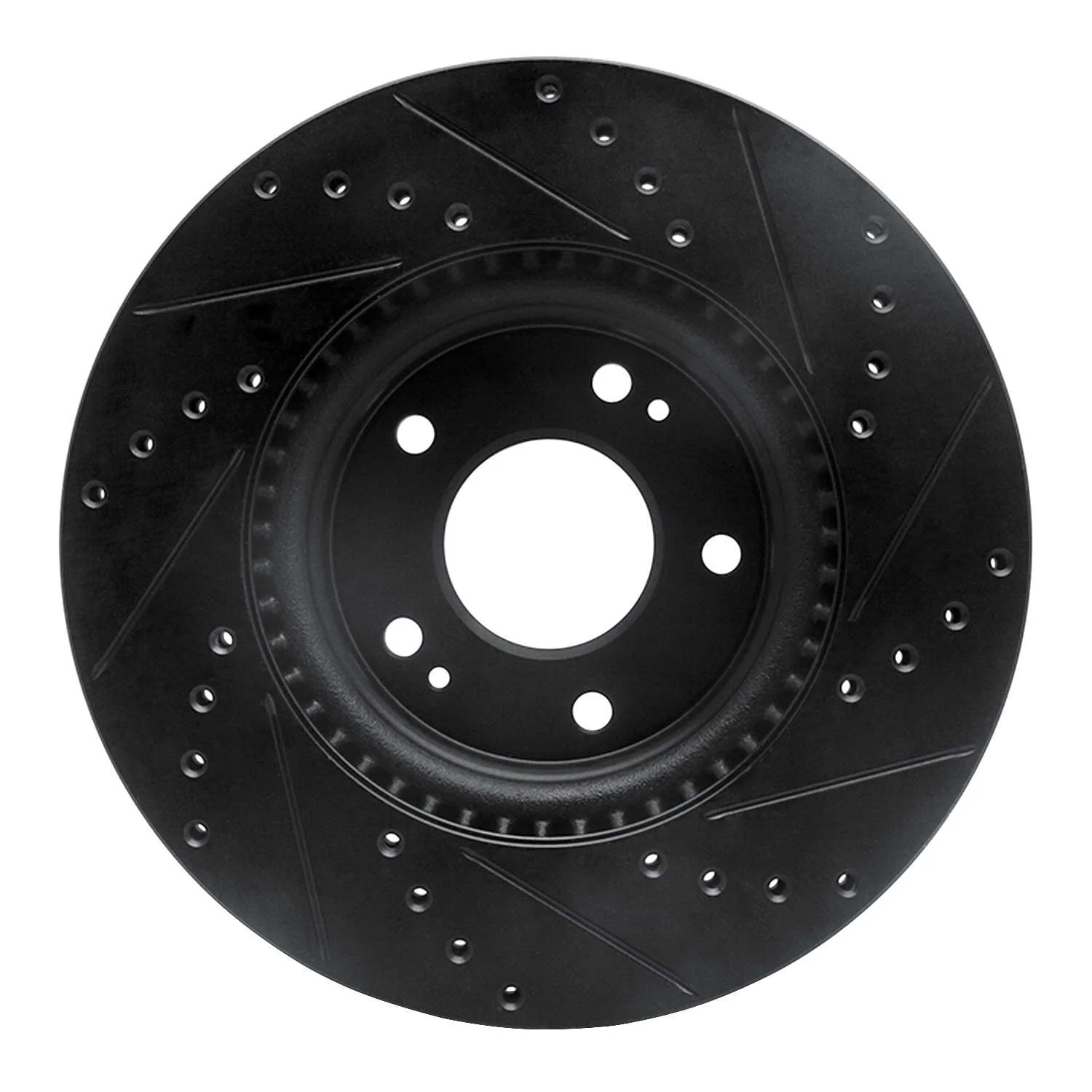 R1 Concepts 20-25 Hyundai Kona Front Left Drilled & Slotted Black Brake Rotor - Image 2