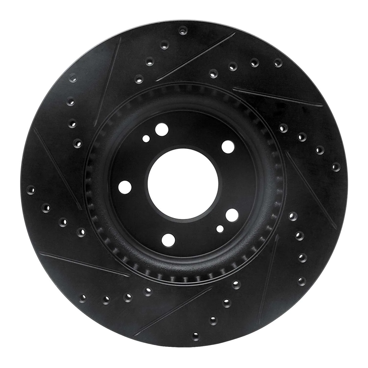 R1 Concepts 20-25 Hyundai Kona Front Right Drilled & Slotted Black Brake Rotor - Image 2