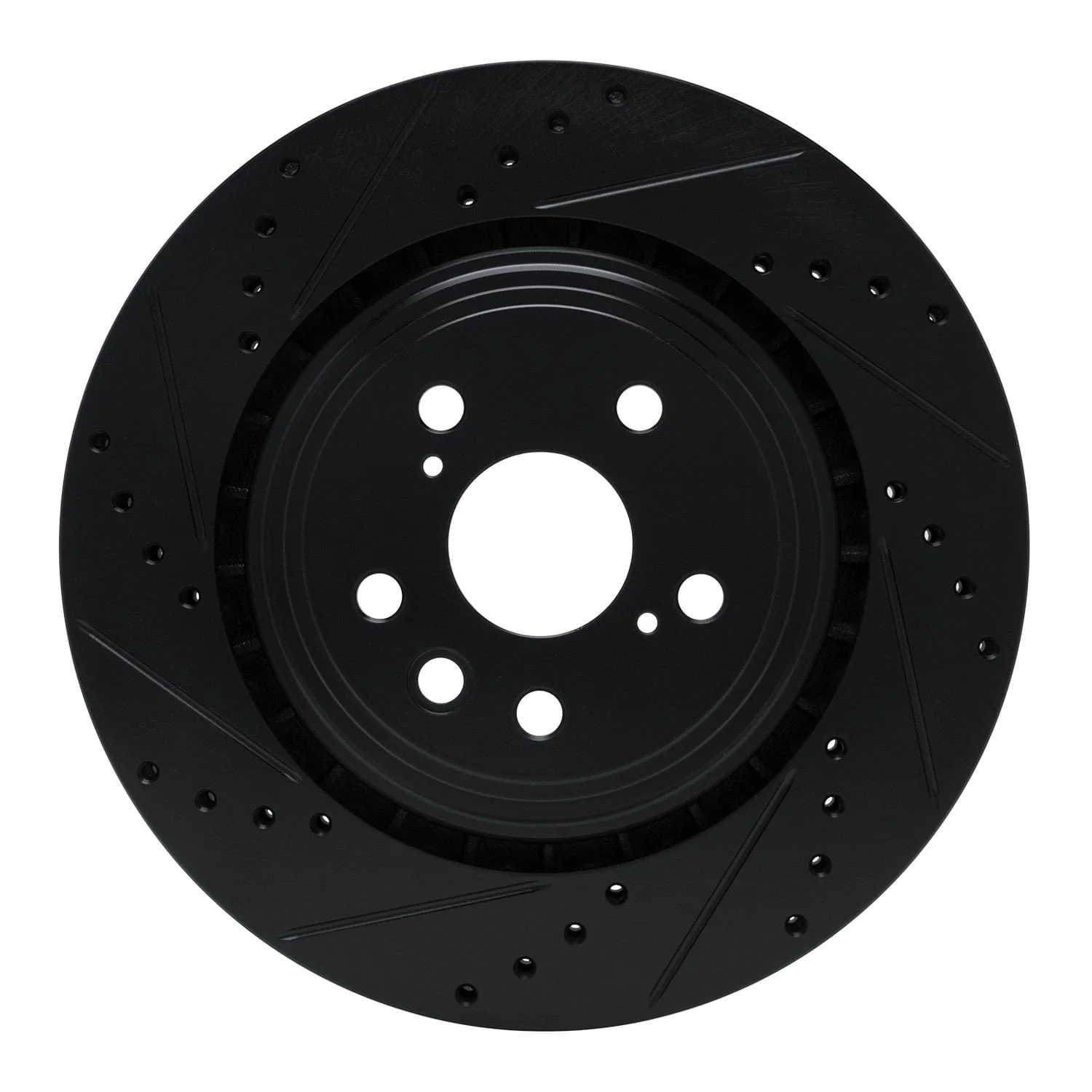 R1 Concepts 20-25 Lexus RX350h Front Left Drilled & Slotted Black Brake Rotor