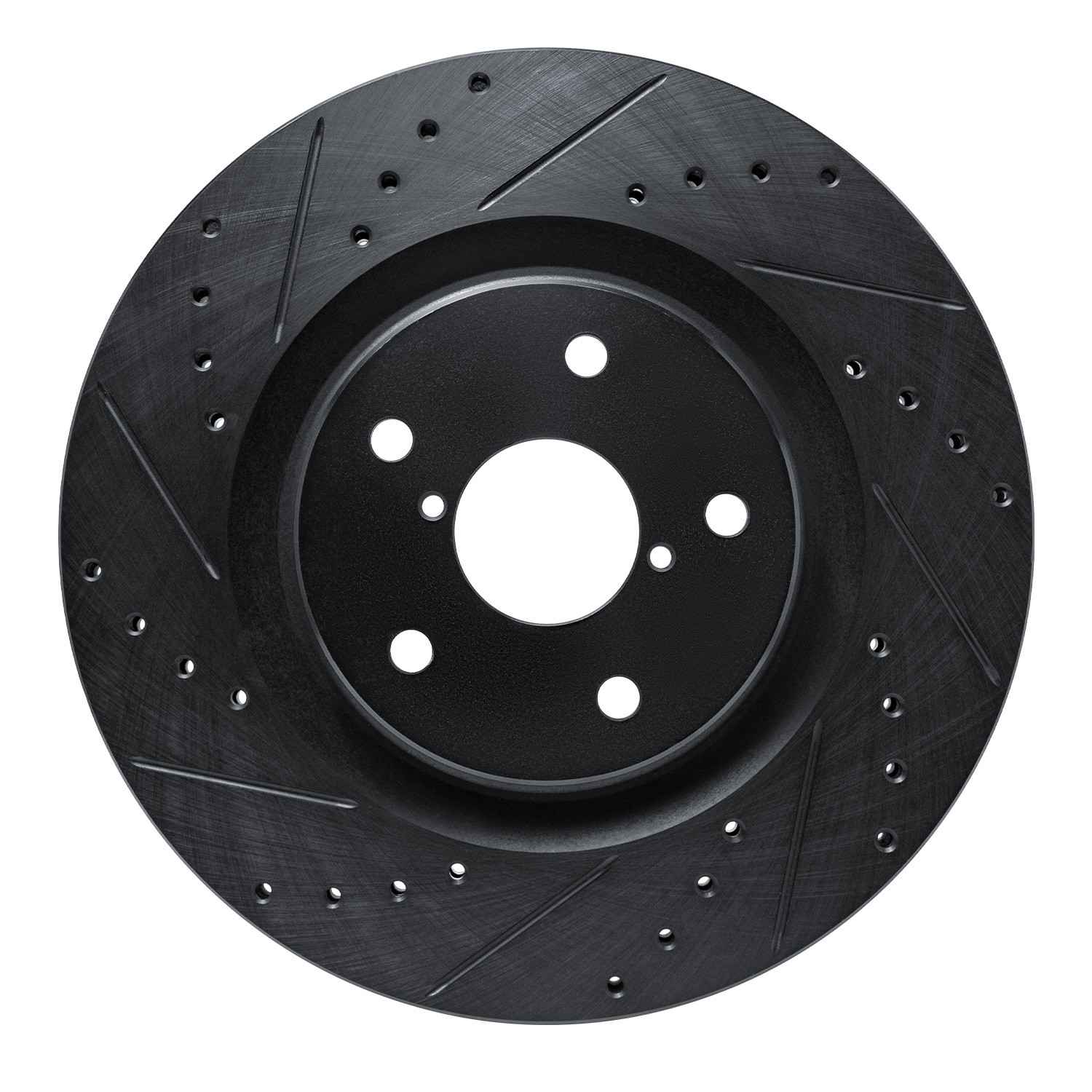 R1 Concepts 20-25 Subaru WRX Front Left Drilled & Slotted Black Brake Rotor