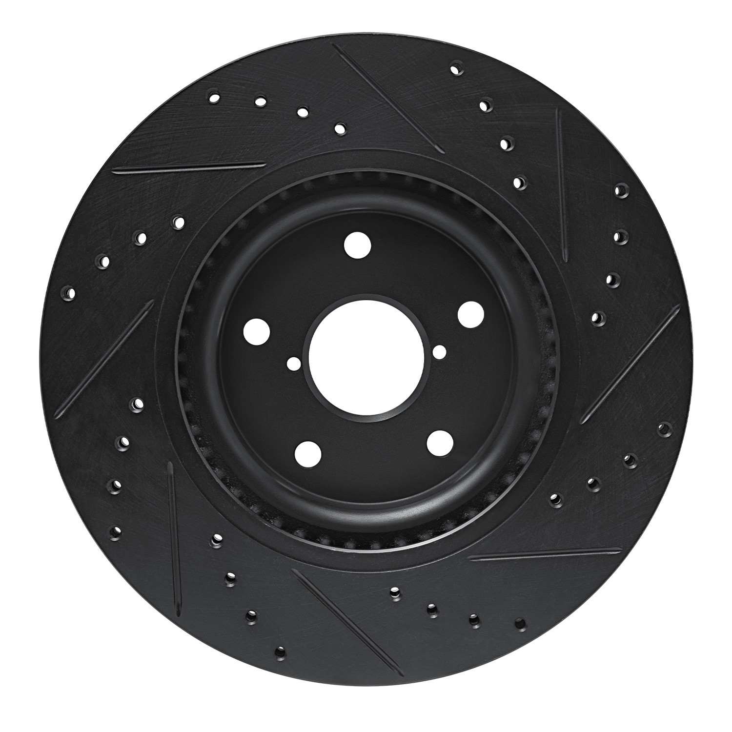 R1 Concepts 20-25 Subaru WRX Front Left Drilled & Slotted Black Brake Rotor - Image 2