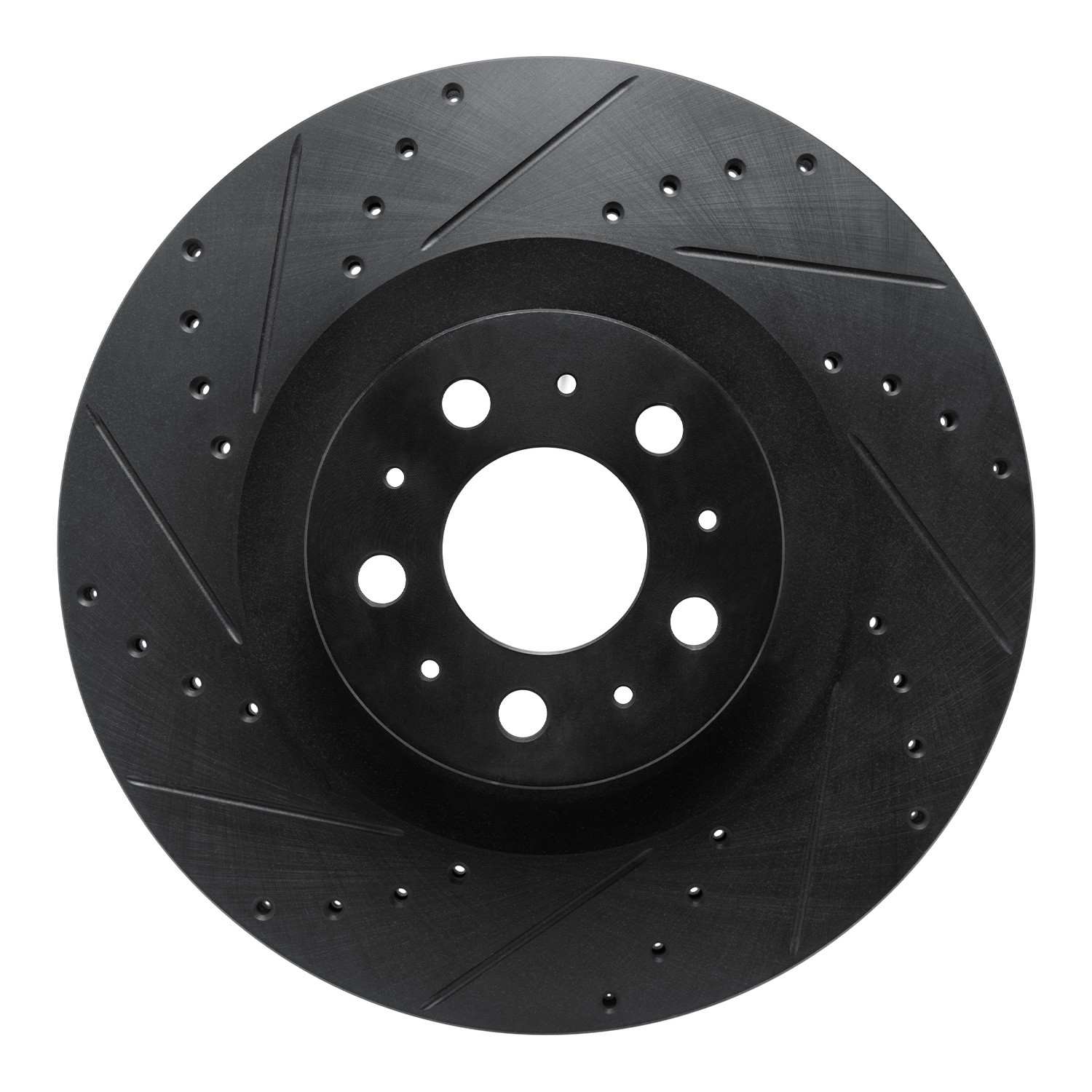 R1 Concepts 20-25 Tesla Model Y Front Left Drilled & Slotted Black Brake Rotor