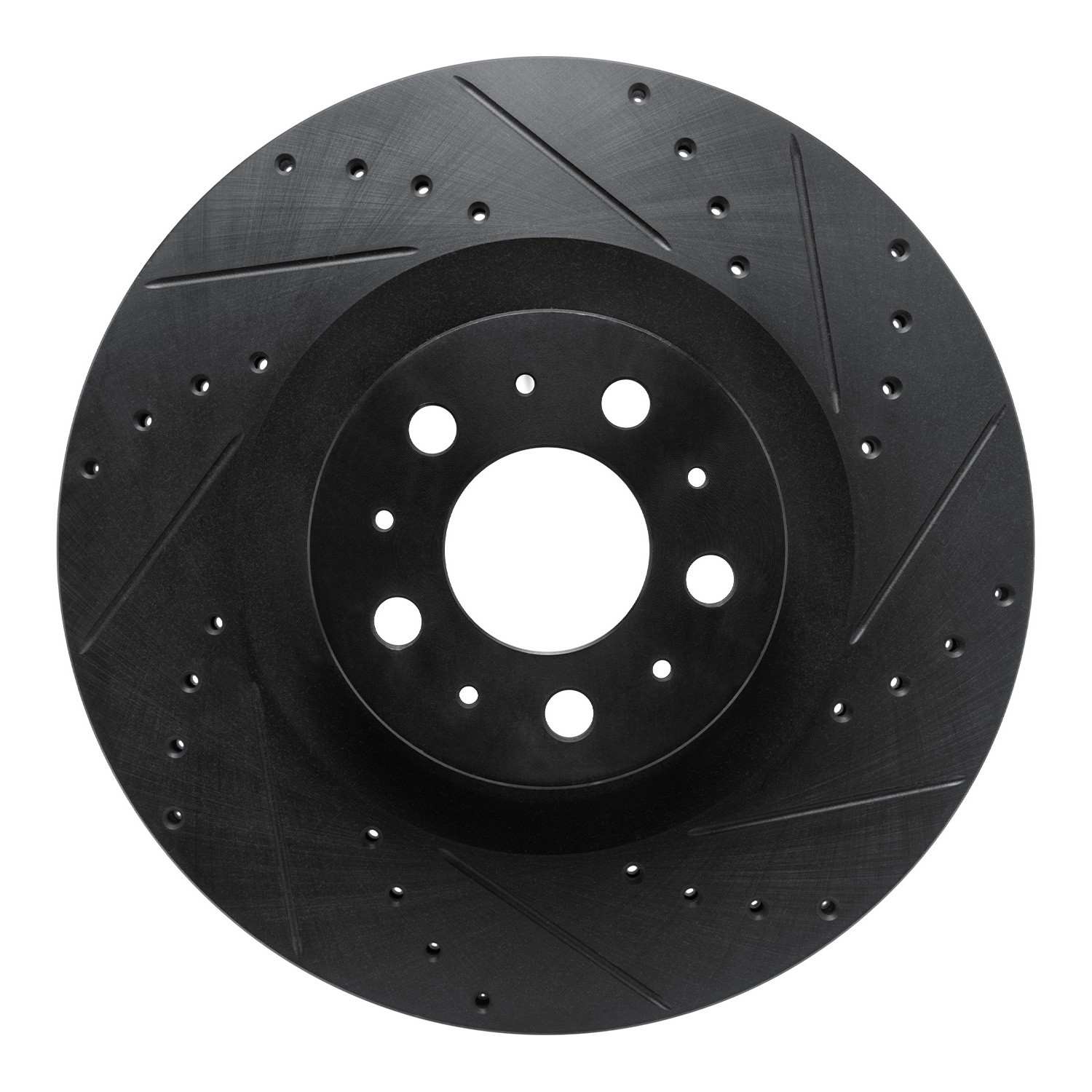 R1 Concepts 20-25 Tesla Model Y Front Right Drilled & Slotted Black Brake Rotor