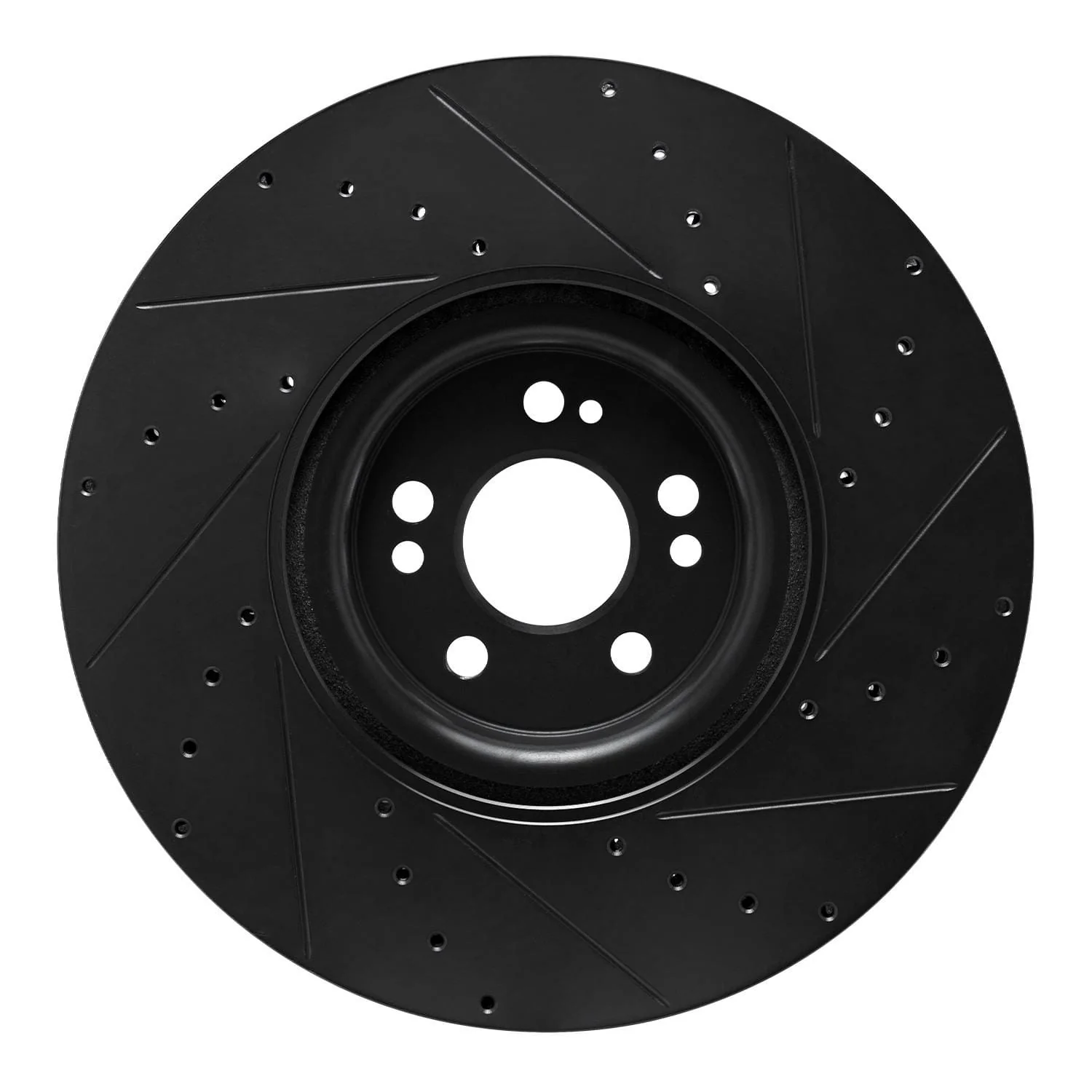 R1 Concepts 20-26 Mercedes-Benz GLE450e Front Left Drilled & Slotted Black Brake Rotor - Image 2