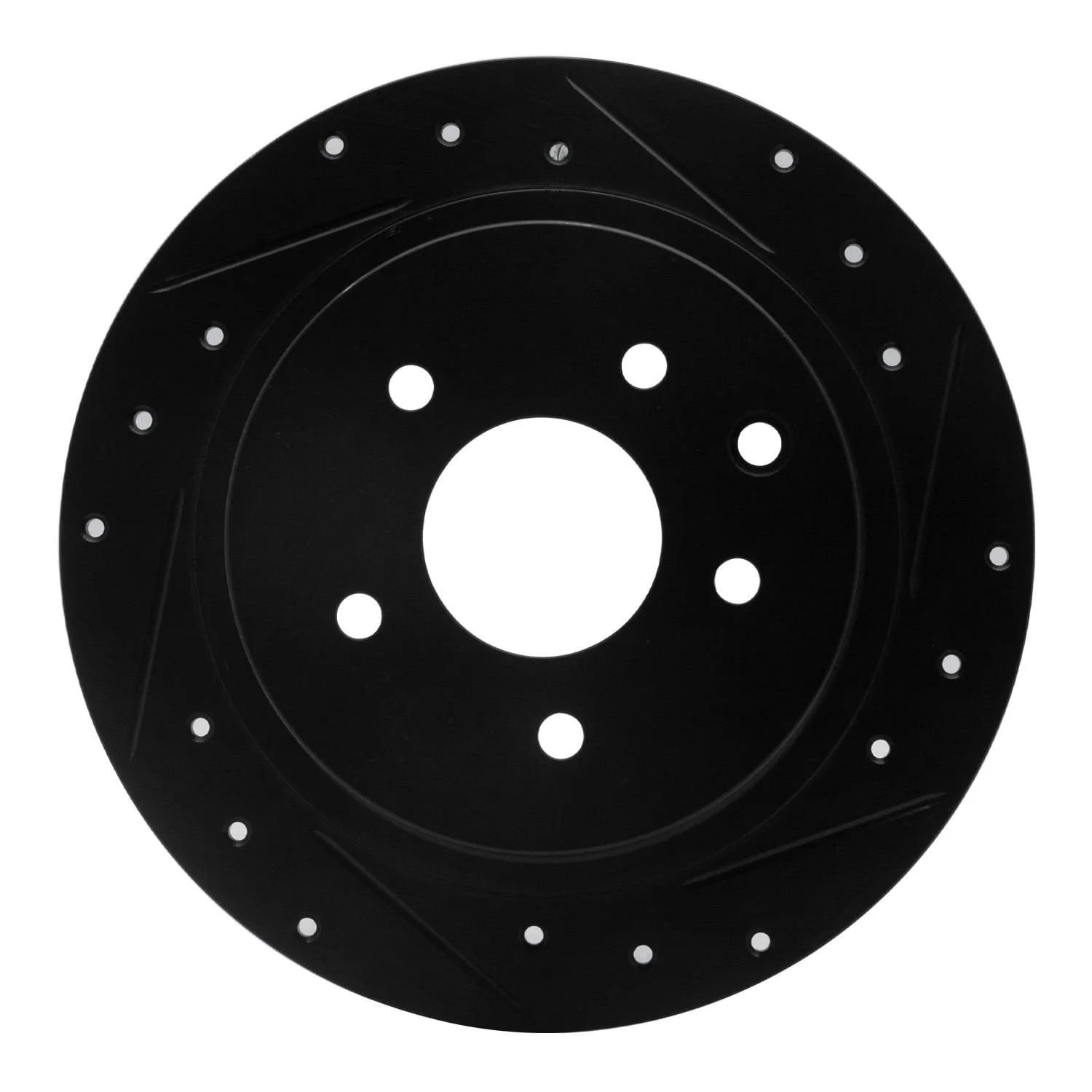 R1 Concepts 2002-2025 Nissan Juke Rear Right Drilled & Slotted Black Brake Rotor