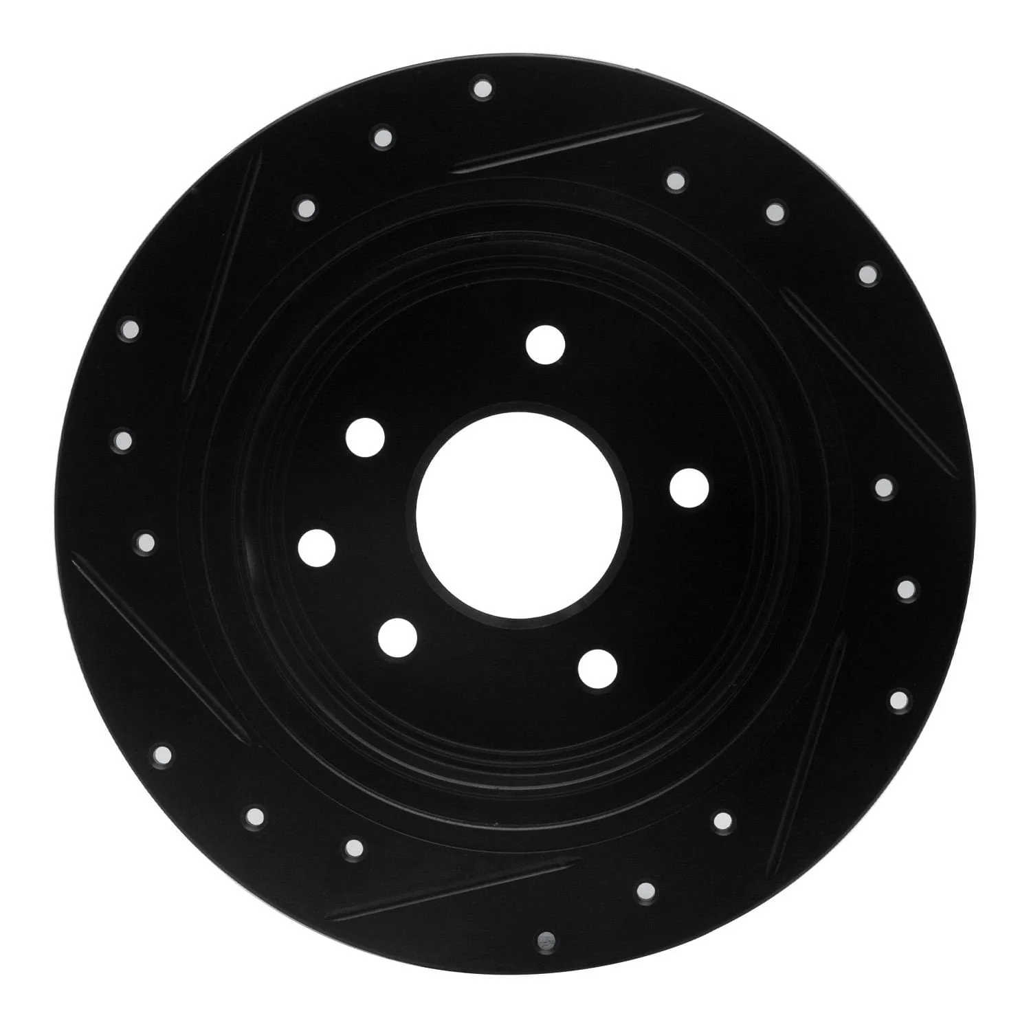 R1 Concepts 2002-2025 Nissan Juke Rear Right Drilled & Slotted Black Brake Rotor - Image 2