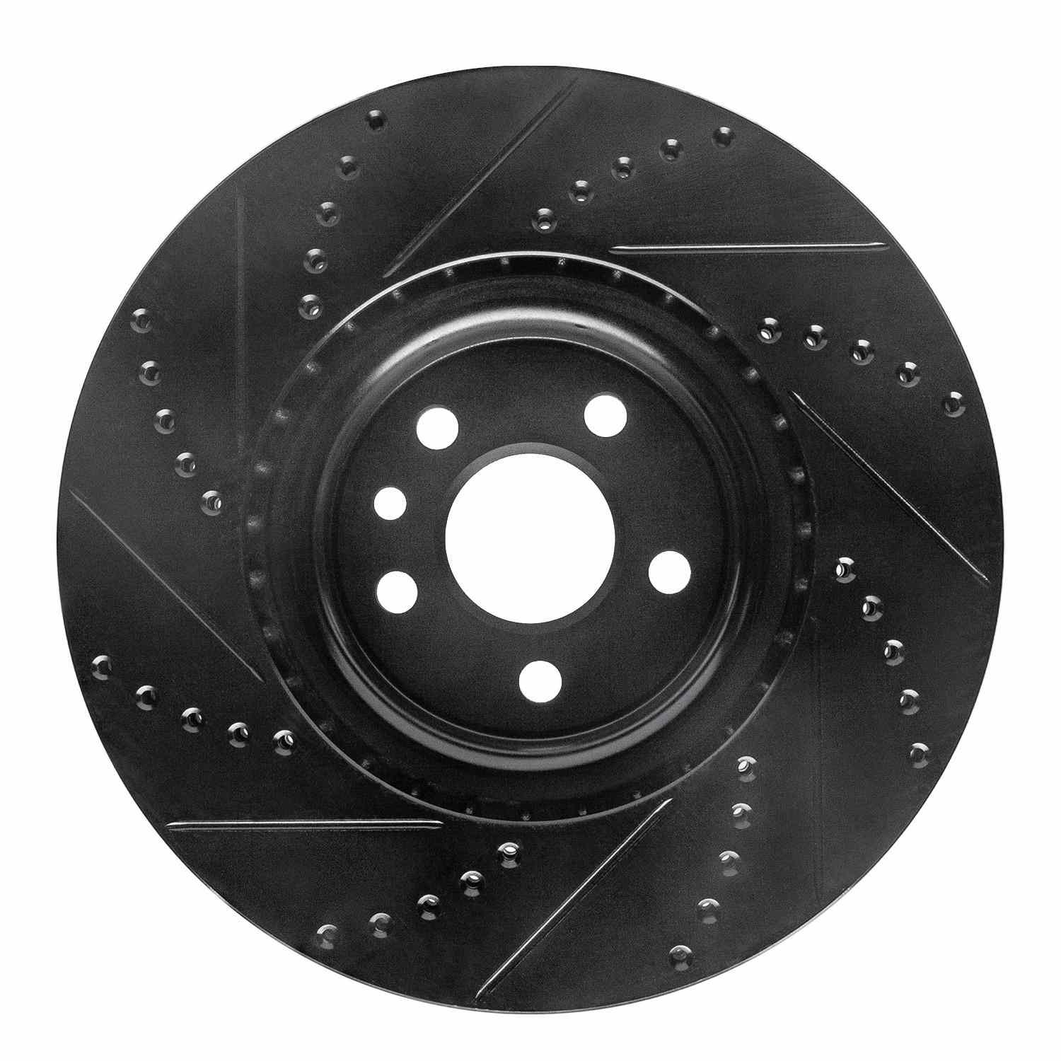 R1 Concepts 2007-2016 Volvo S60 Front Right Drilled & Slotted Black Brake Rotor - Image 2
