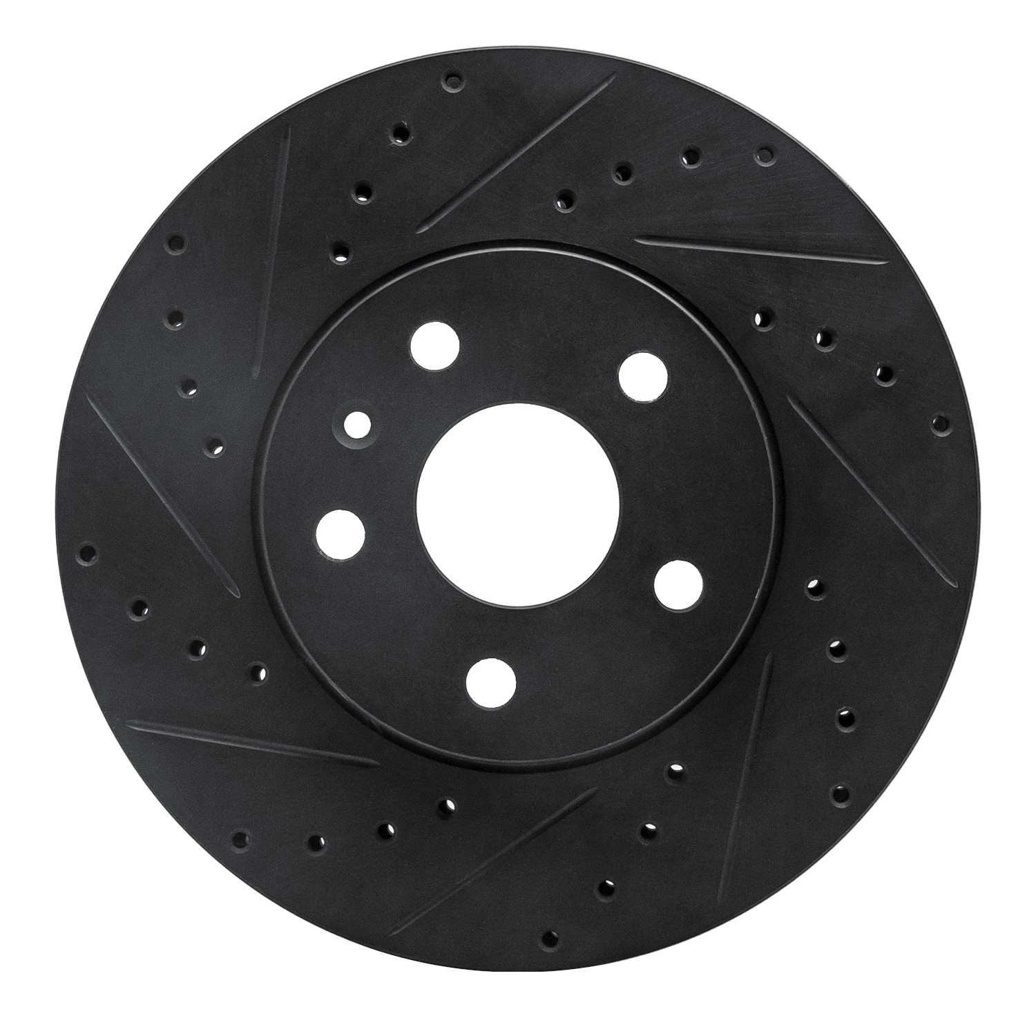 R1 Concepts 2008-2014 Cadillac CTS Front Left Drilled & Slotted Black Brake Rotor