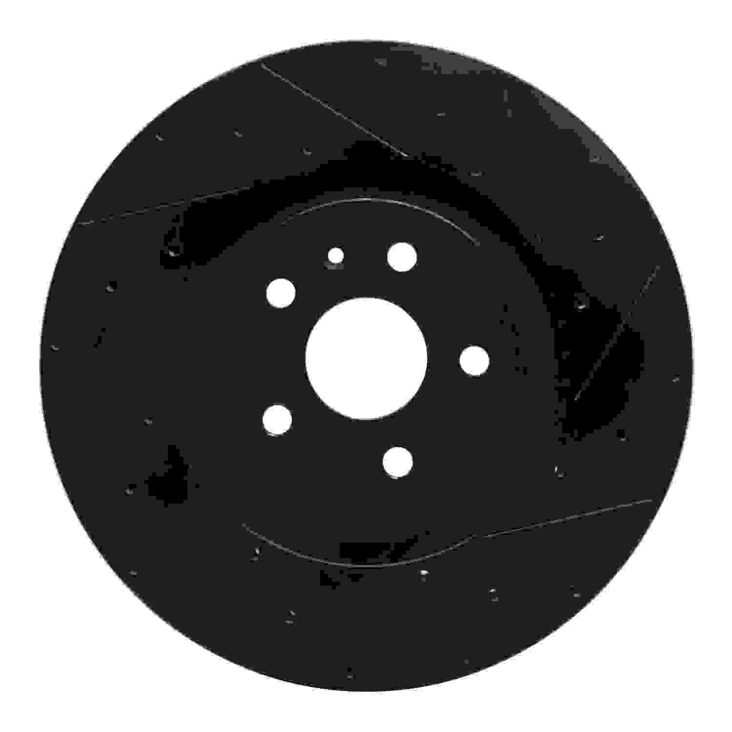 R1 Concepts 2009-2015 Cadillac CTS Front Right Drilled & Slotted Black Brake Rotor