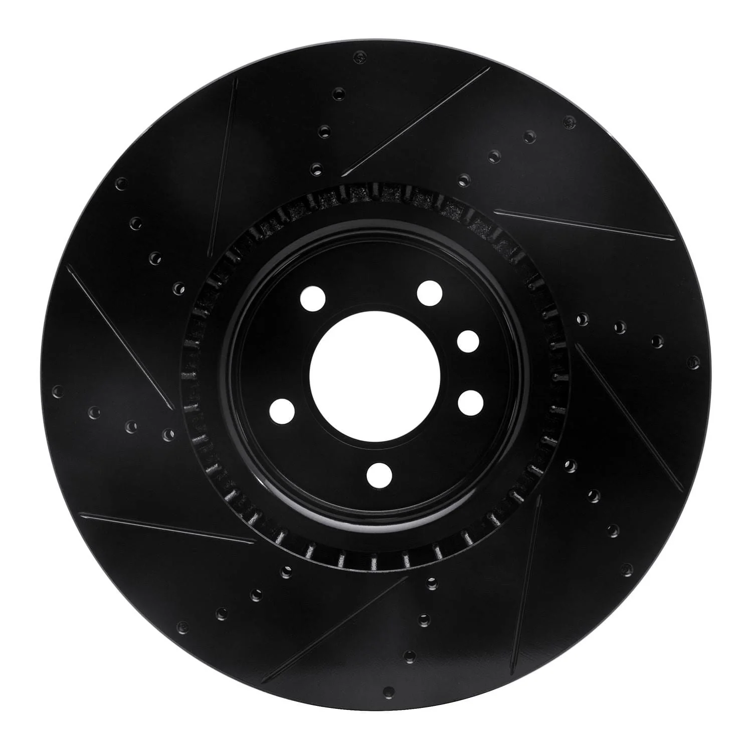 R1 Concepts 2010-2017 Land Rover Range Rover Sport Front Right Drilled & Slotted Black Brake Rotor - Image 2