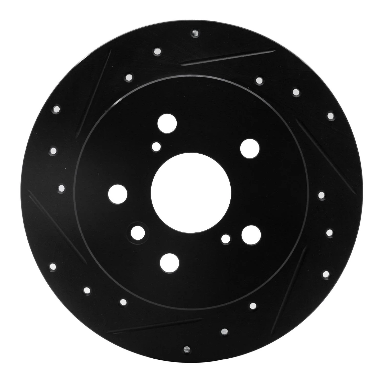 R1 Concepts 2012-2018 Lexus ES300H Rear Left Drilled & Slotted Black Brake Rotor