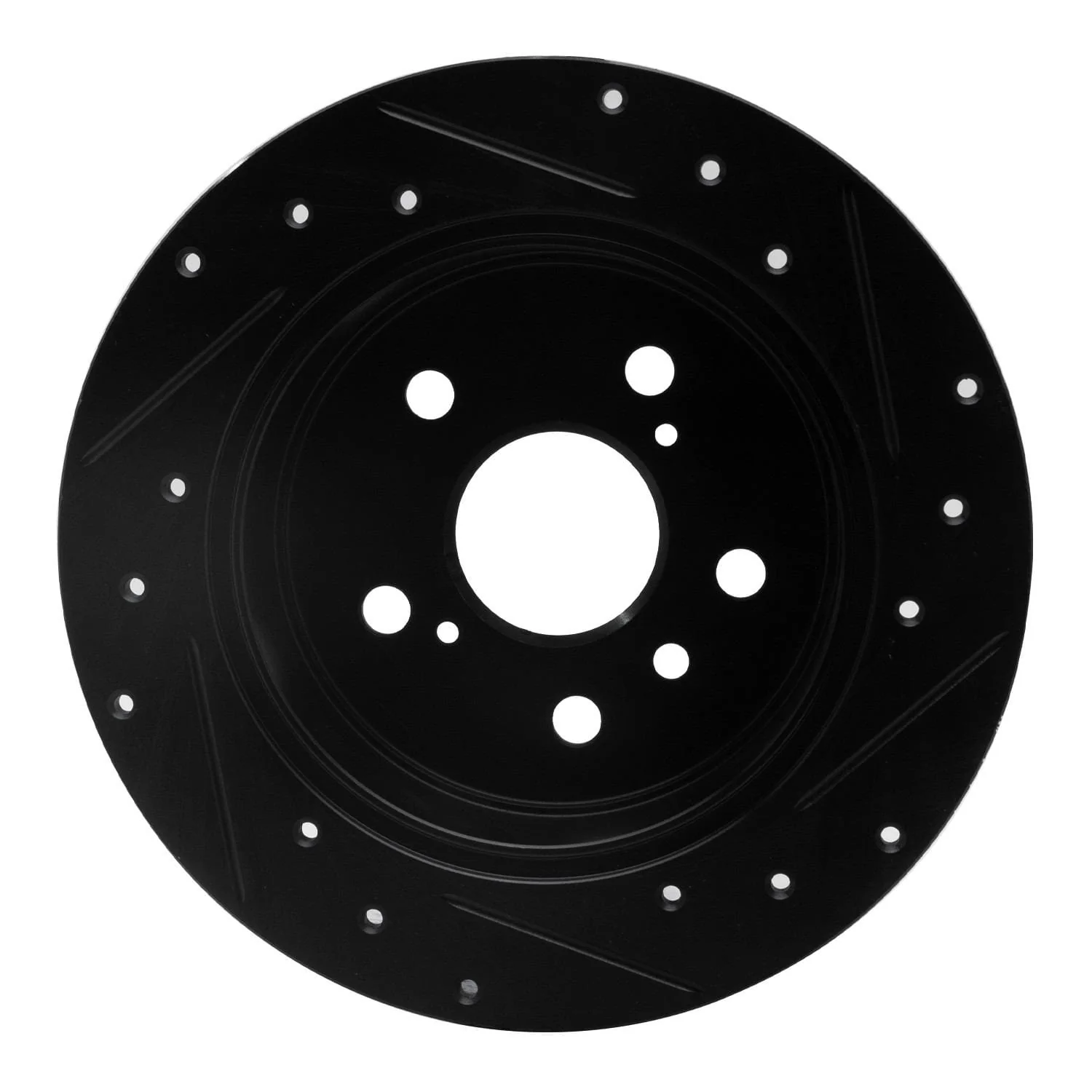 R1 Concepts 2012-2018 Lexus ES300H Rear Left Drilled & Slotted Black Brake Rotor - Image 2