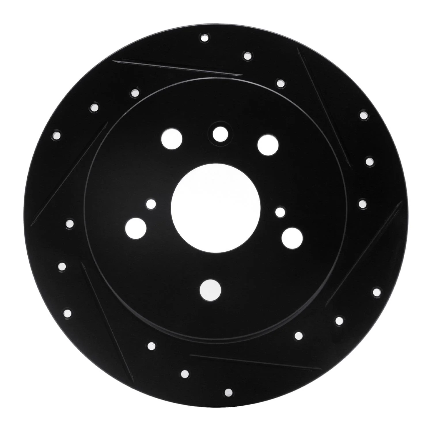 R1 Concepts 2012-2018 Lexus ES300H Rear Right Drilled & Slotted Black Brake Rotor