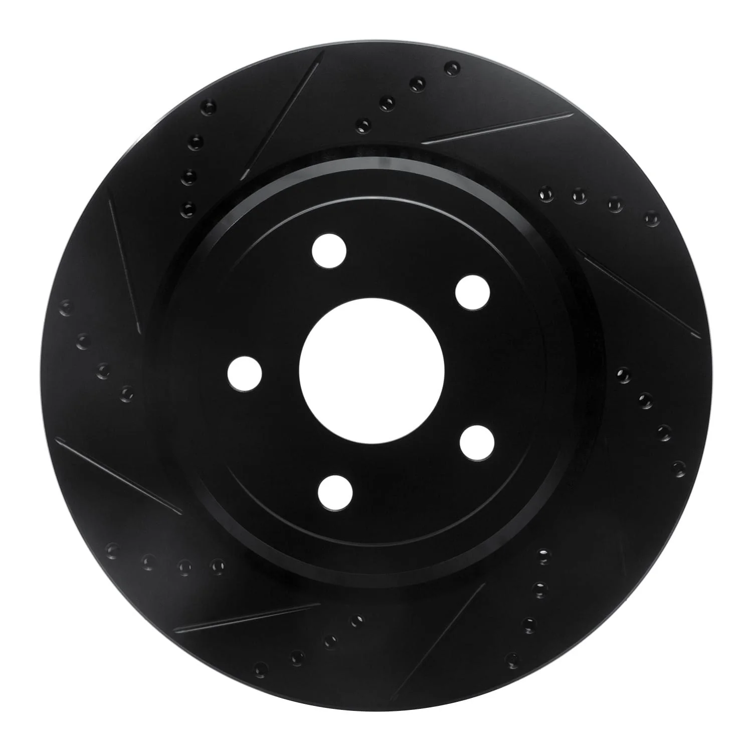 R1 Concepts 2012-2025 Dodge Durango Rear Left Drilled & Slotted Black Brake Rotor