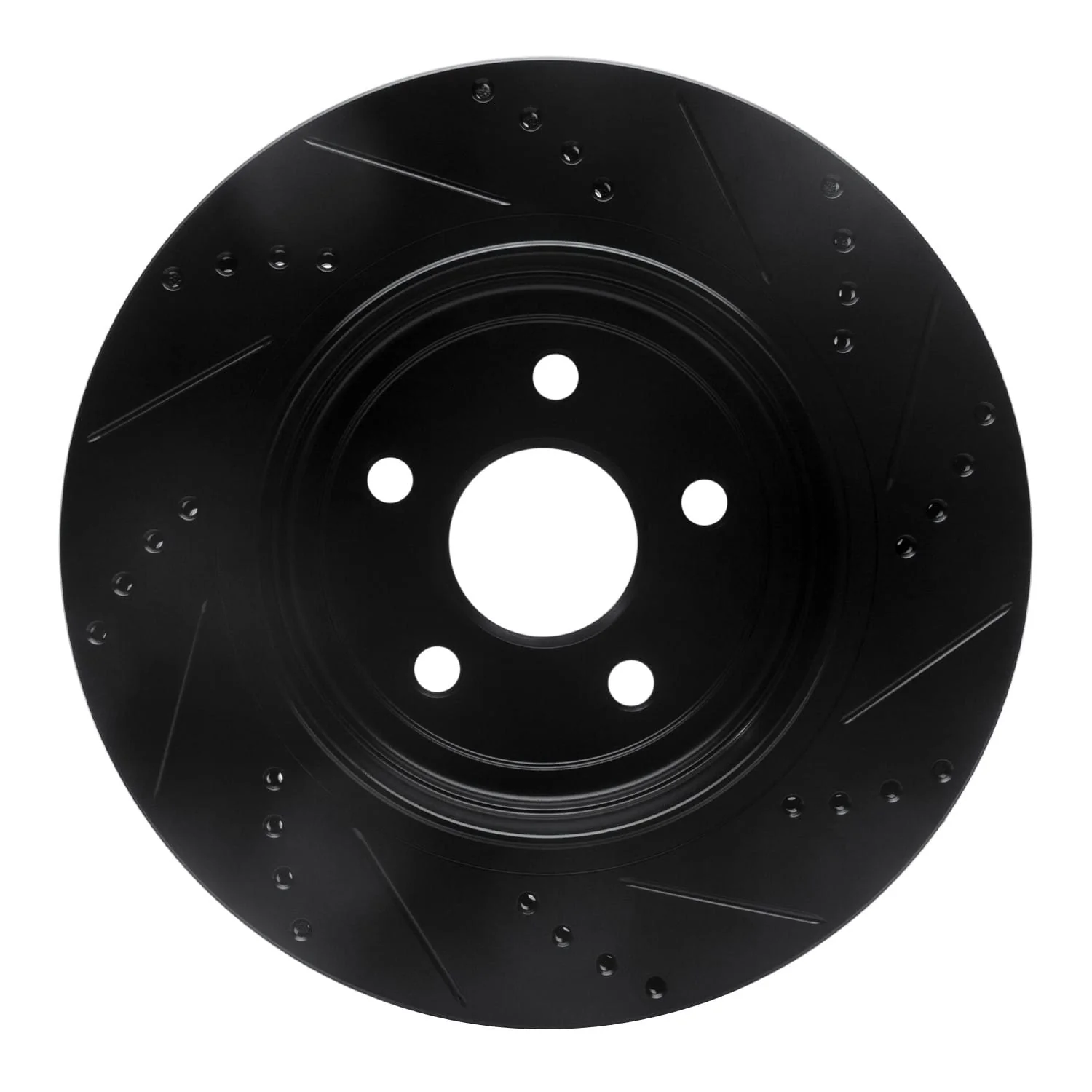 R1 Concepts 2012-2025 Dodge Durango Rear Left Drilled & Slotted Black Brake Rotor - Image 2