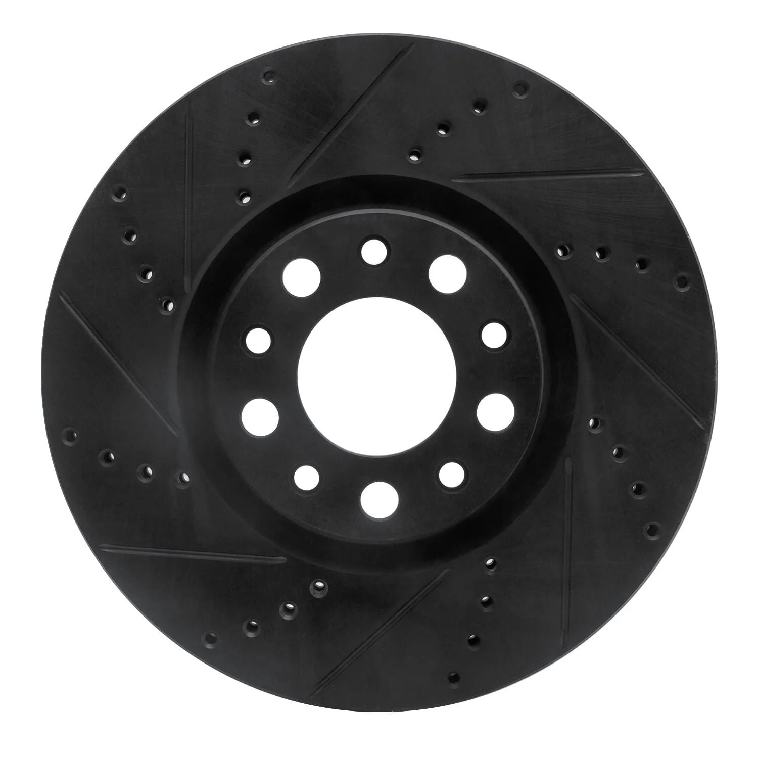 R1 Concepts 2013-2023 Chrysler 200 Front Left Drilled & Slotted Black Brake Rotor